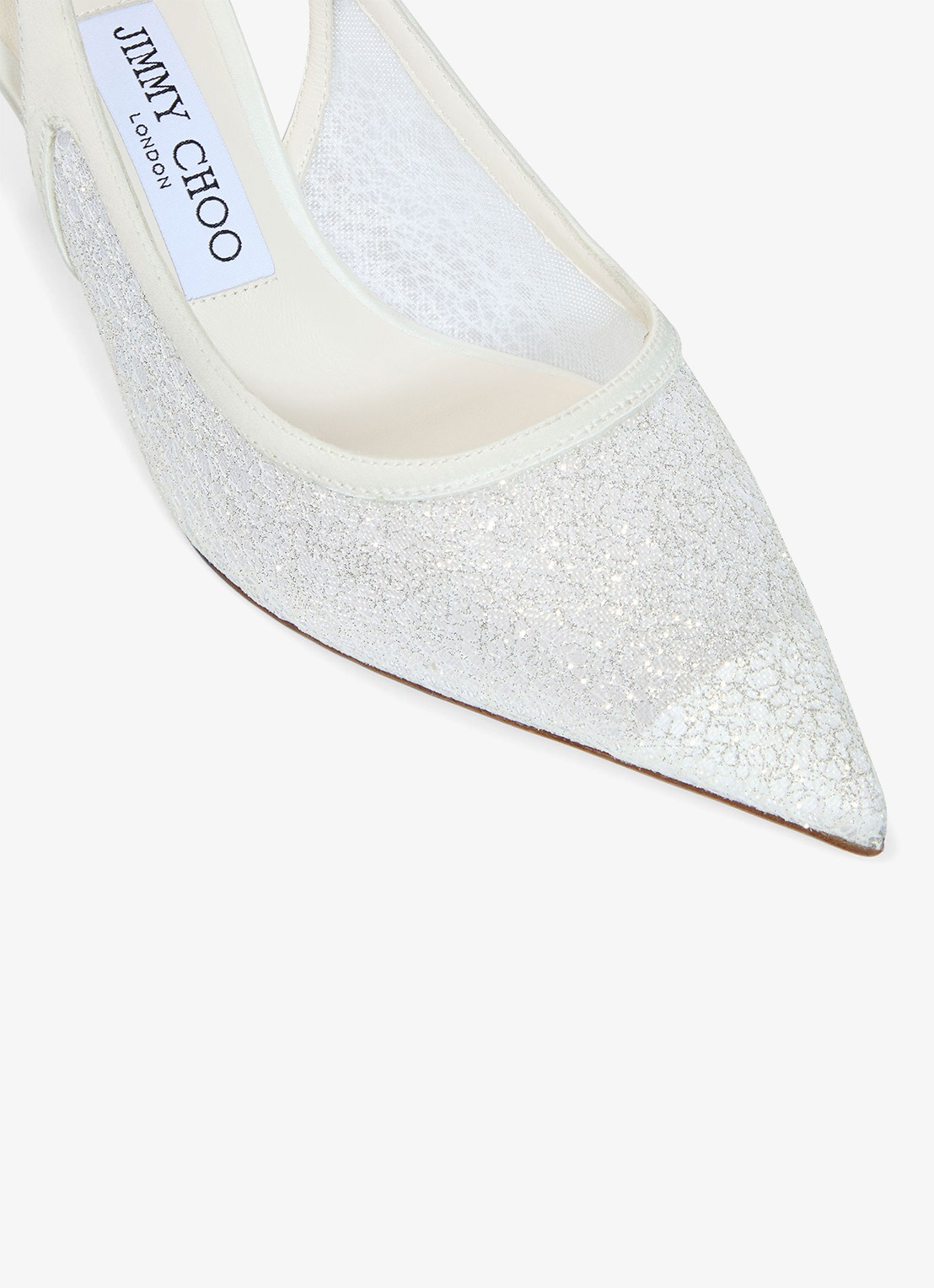 Jimmy Choo Love 65 slingback met glitter - detail 4 wit