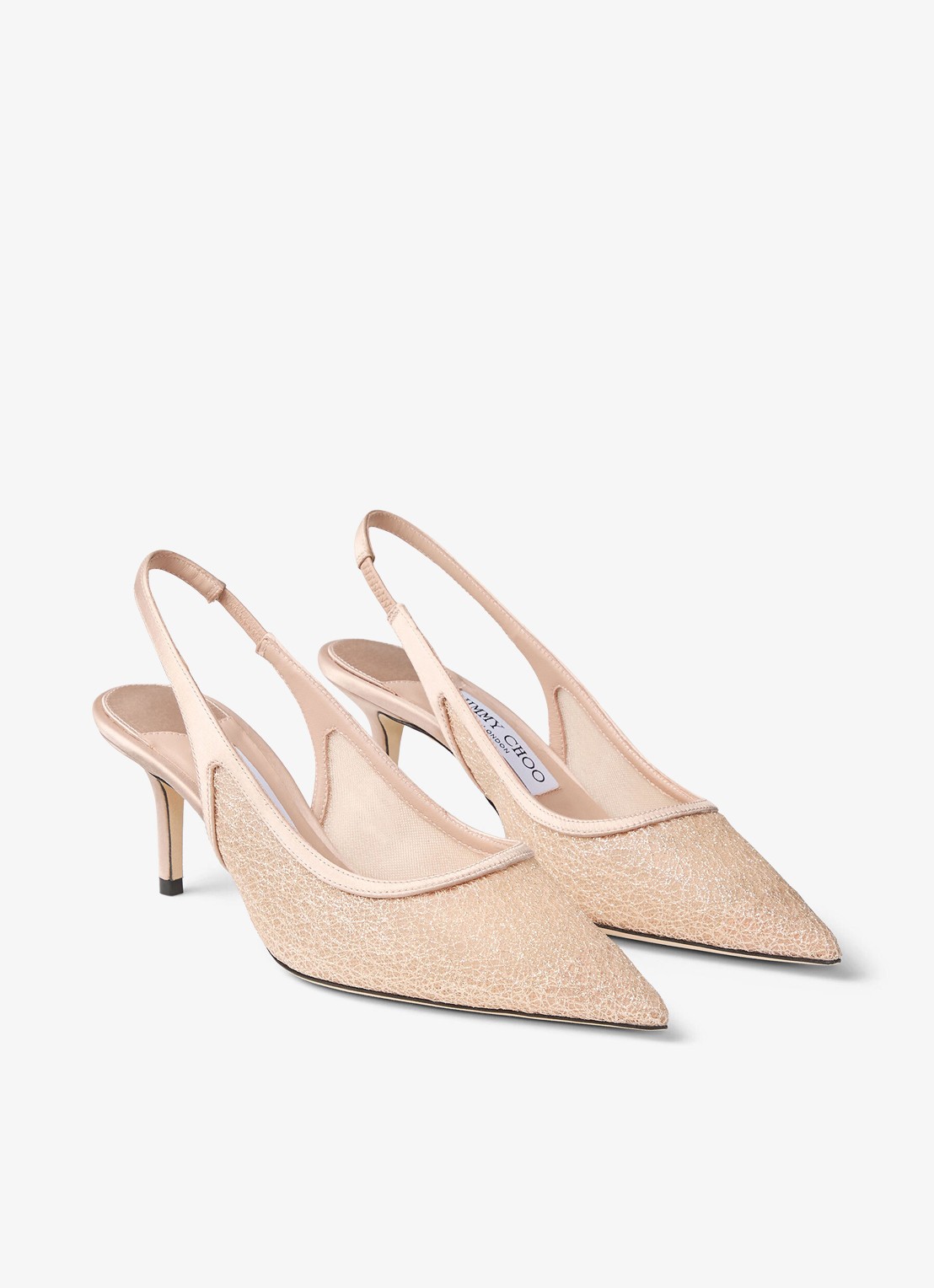 Jimmy Choo Love 65 slingback met glitter - detail beige