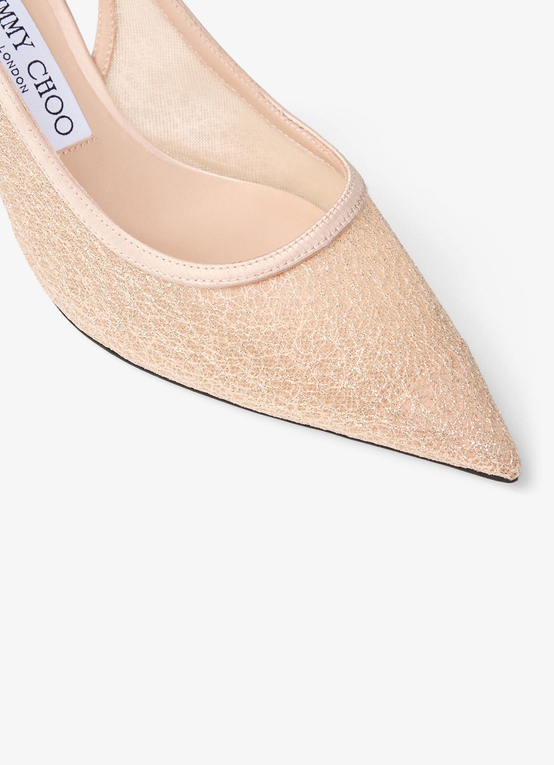 Jimmy Choo Love 65 slingback met glitter - detail 3 beige