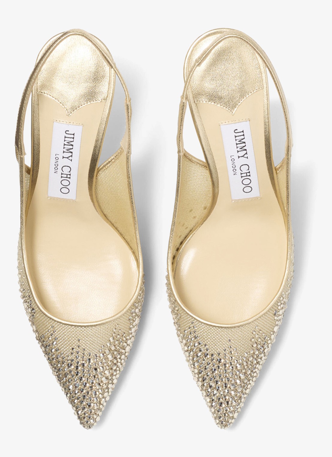 Jimmy Choo Love 65 slingback van mesh met strass en lamsleren details - detail 2 goud