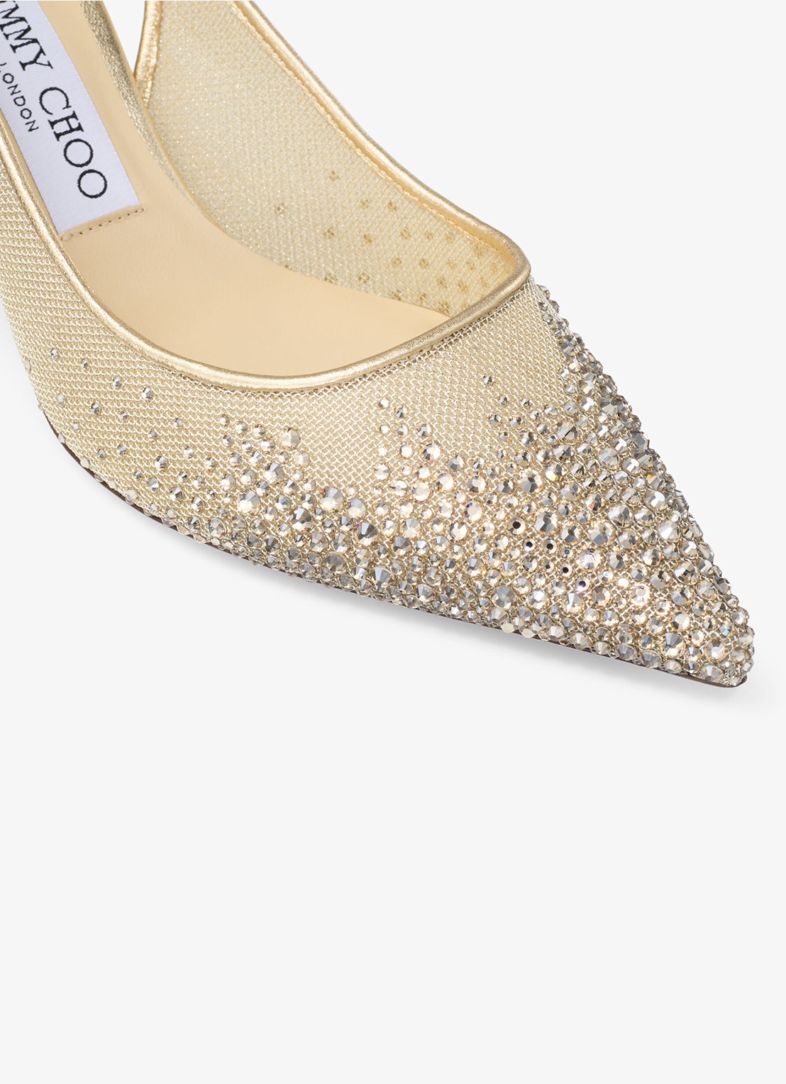 Jimmy Choo Love 65 slingback van mesh met strass en lamsleren details - detail 3 goud