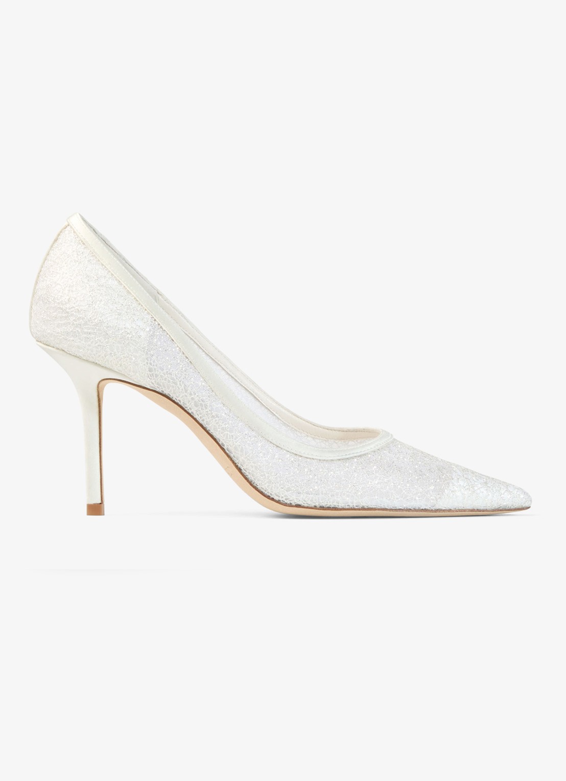 Jimmy Choo Love 85 pump met glitter - voorkant wit