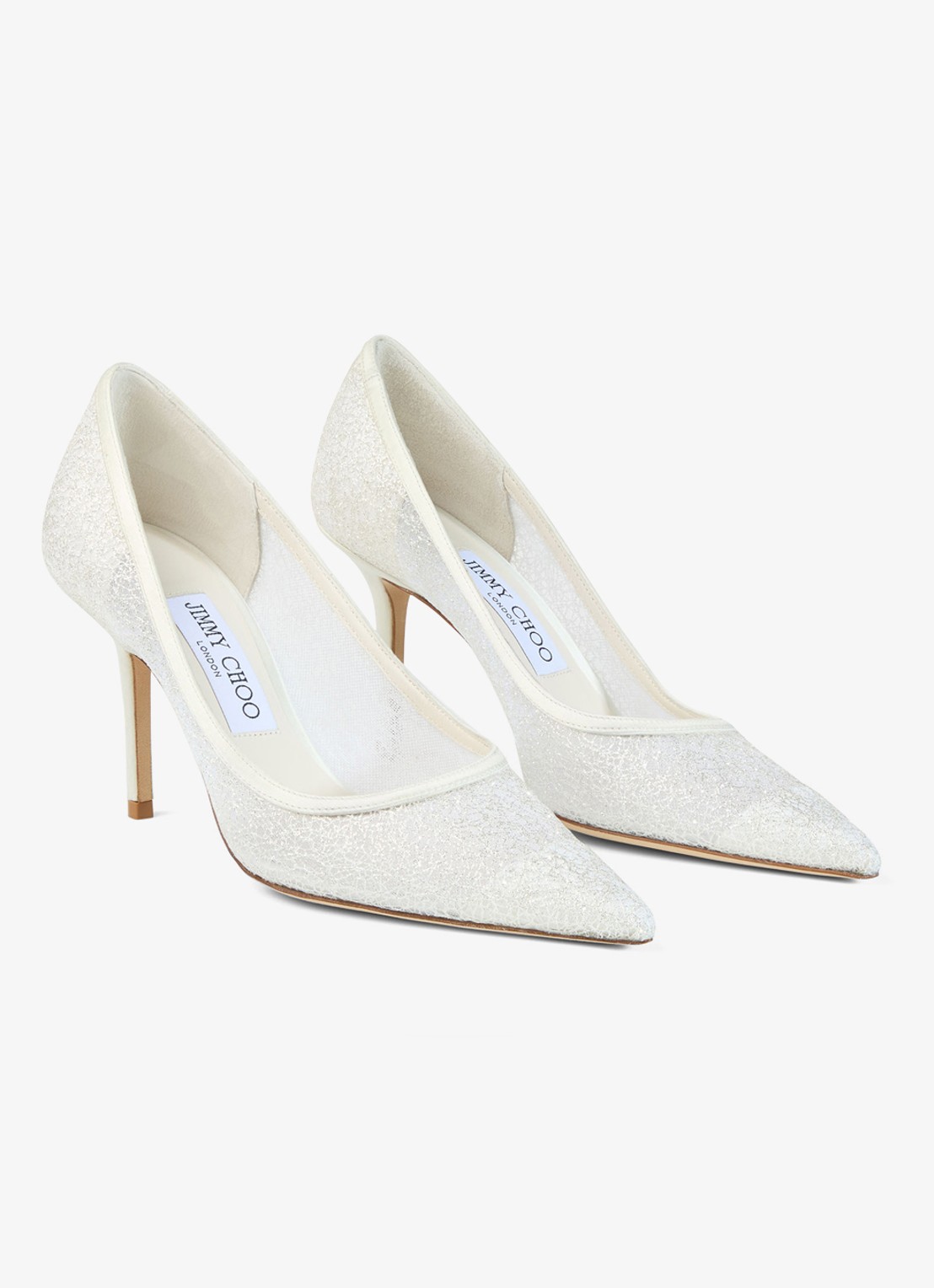Jimmy Choo Love 85 pump met glitter - voorkant 2 wit