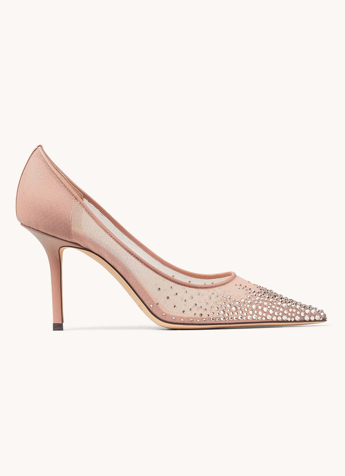 Jimmy Choo Love 85 pump met lamsleren details - voorkant oudroze