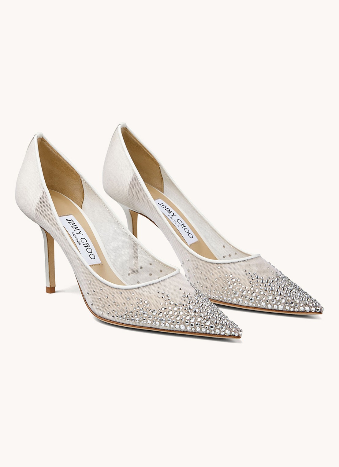 Jimmy Choo Love 85 pump met strass en mesh details  - detail 3 wit