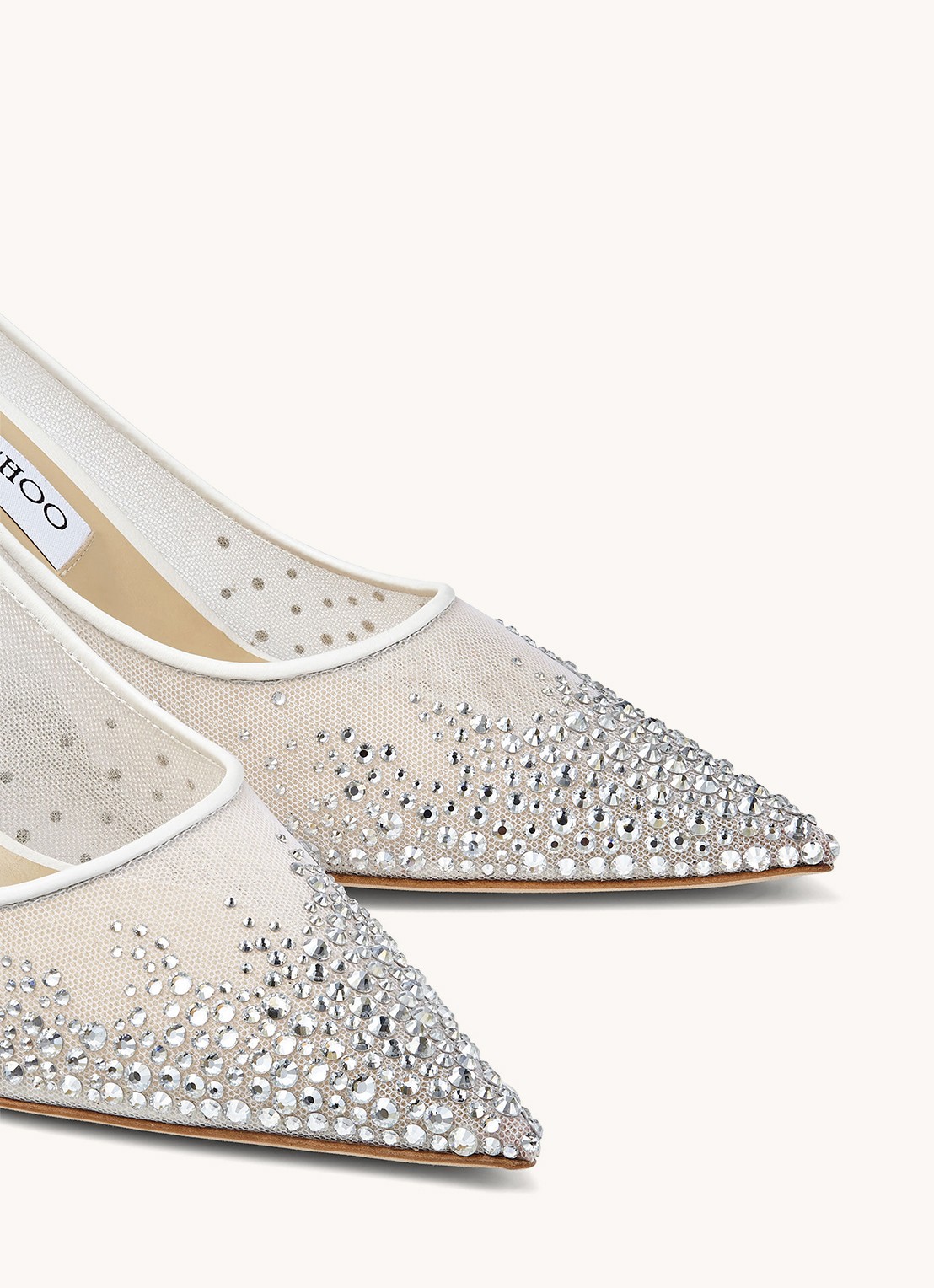 Jimmy Choo Love 85 pump met strass en mesh details  - detail 4 wit