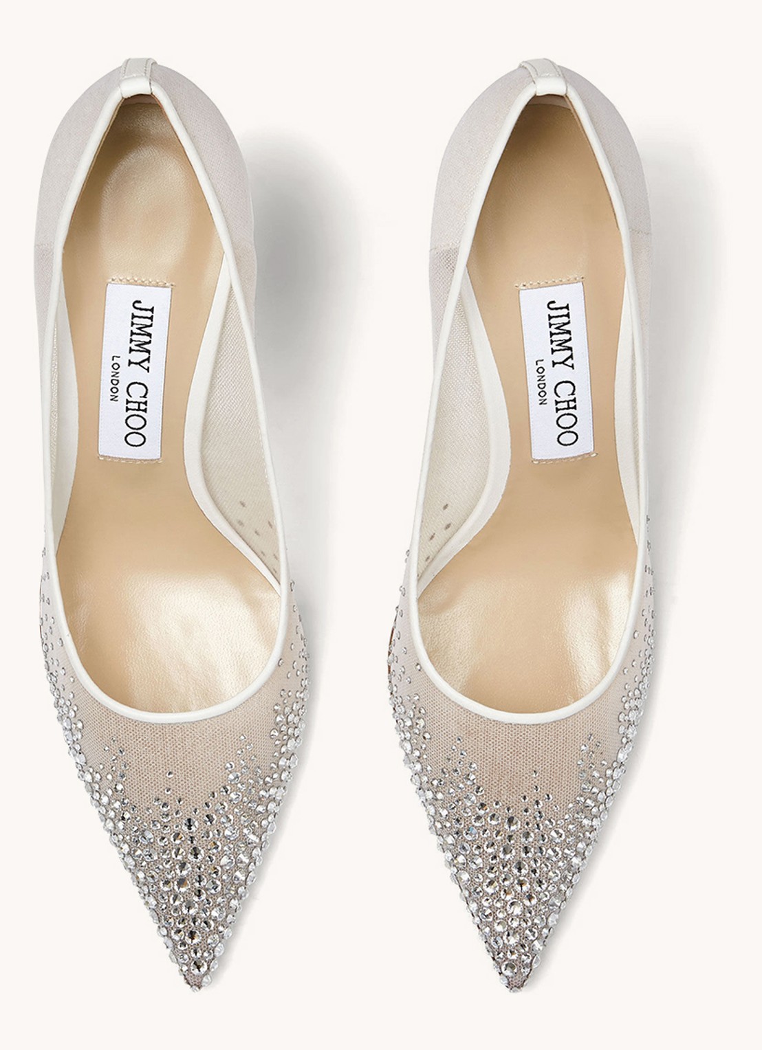 Jimmy Choo Love 85 pump met strass en mesh details  - detail 5 wit