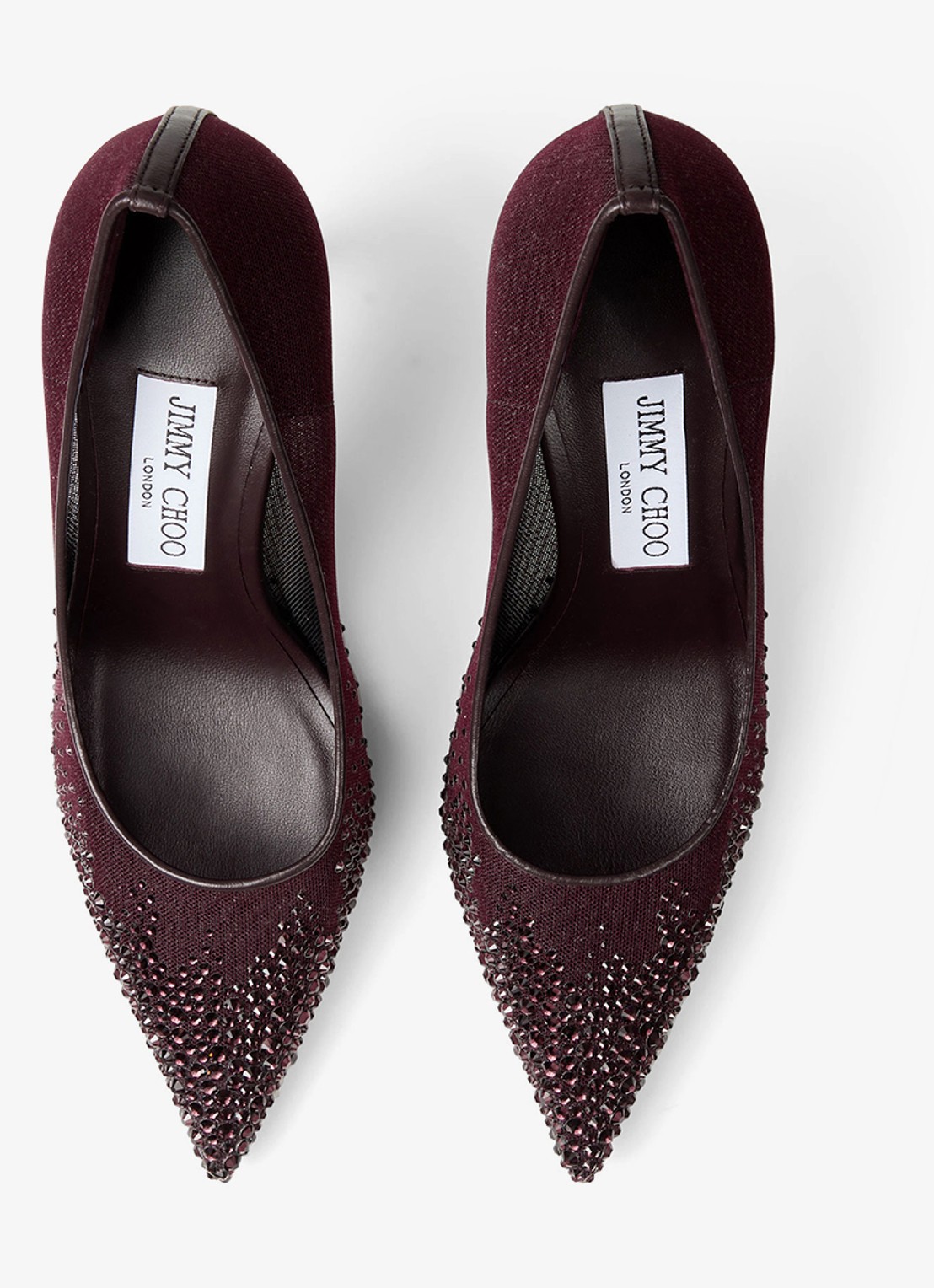 Jimmy Choo Love 85 pump van mesh met strass - detail 3 donkerrood