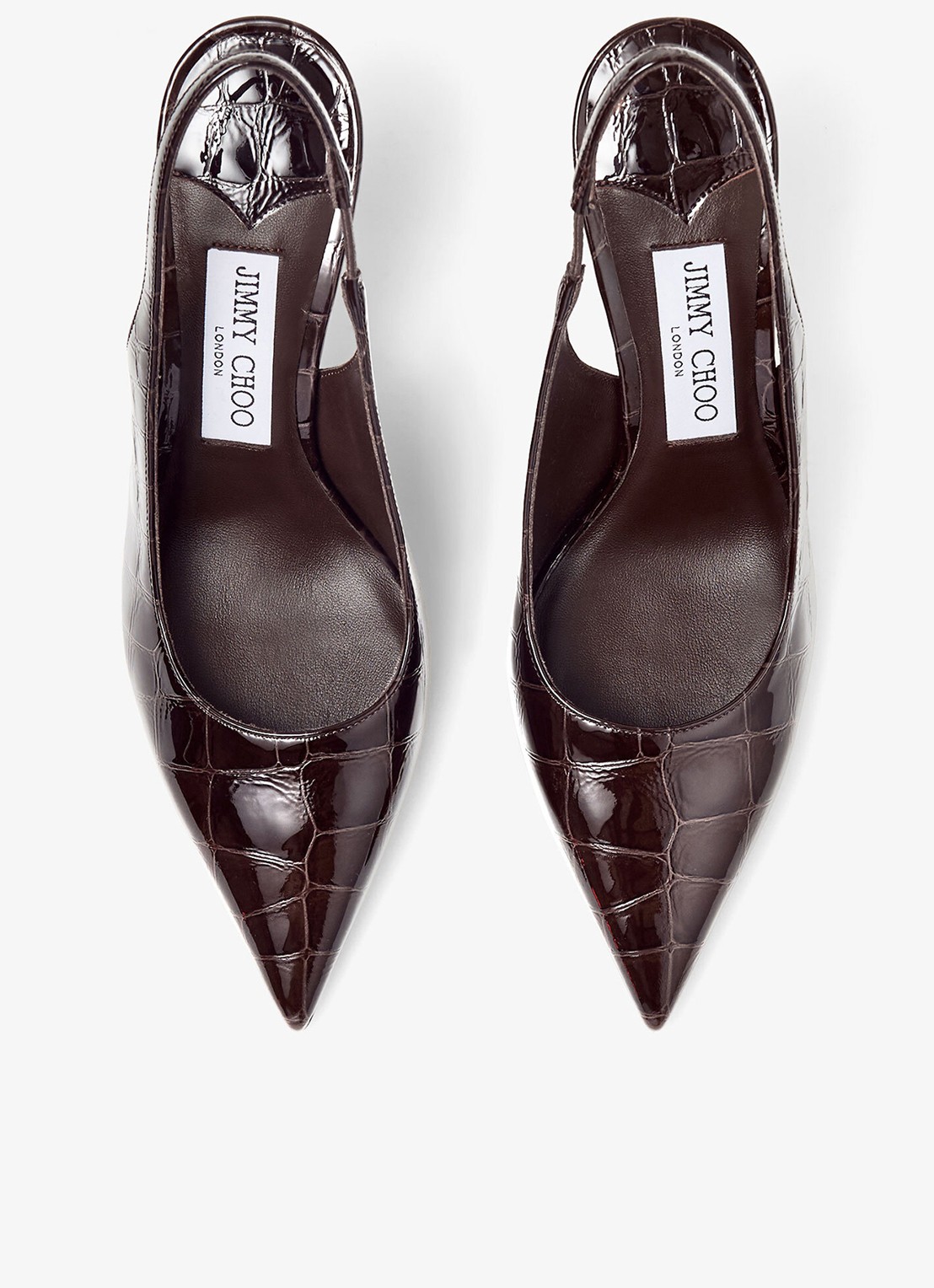 Jimmy Choo Love 85 slingback van kalfsleer met crocostructuur - detail 4 donkerbruin