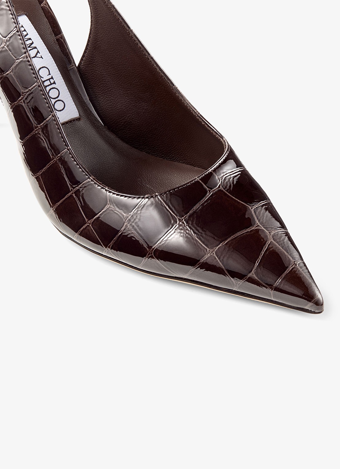 Jimmy Choo Love 85 slingback van kalfsleer met crocostructuur - detail 5 donkerbruin