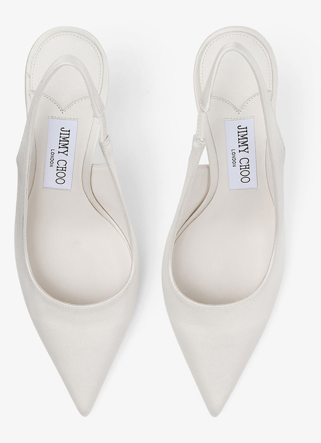 Jimmy Choo Love 85 slingback van lamsleer met details van satijn - detail 4 ivoor