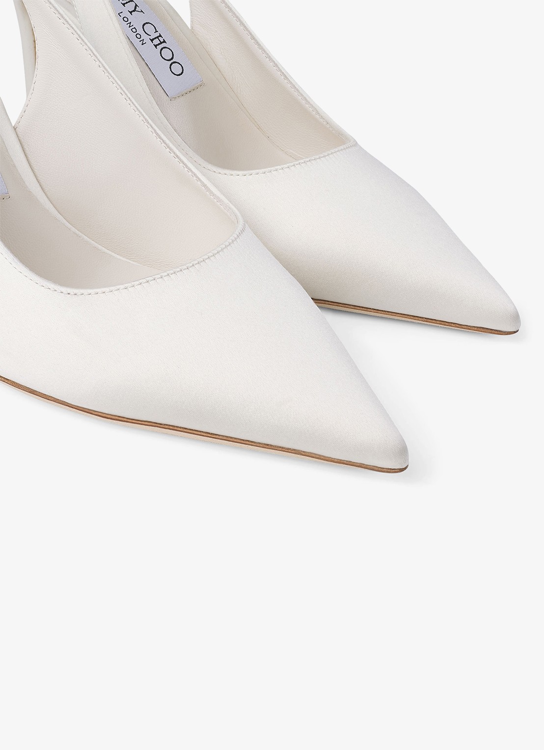 Jimmy Choo Love 85 slingback van lamsleer met details van satijn - detail 5 ivoor