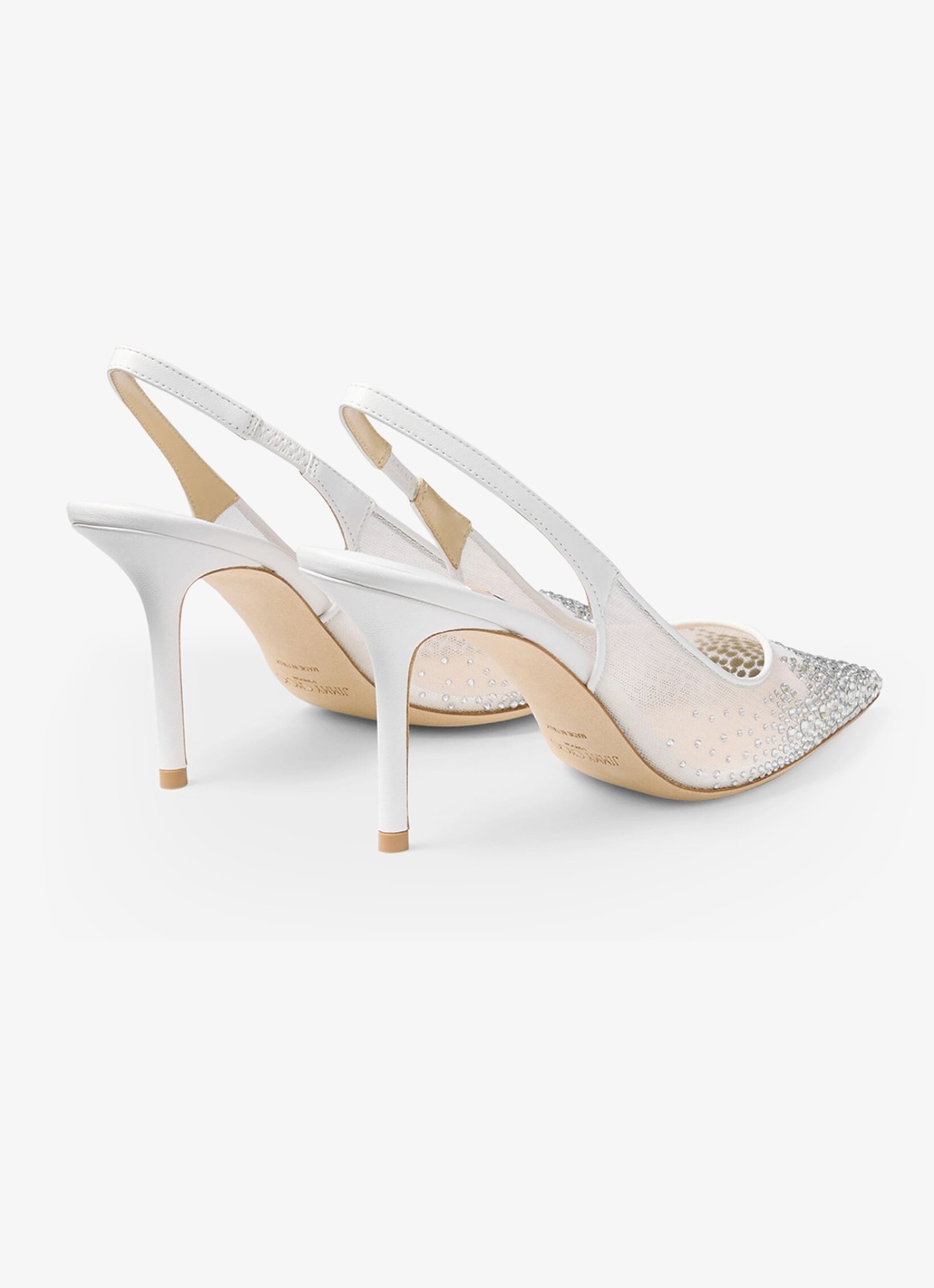 Jimmy Choo Love 85 slingback van lamsleer met strass - achterkant wit