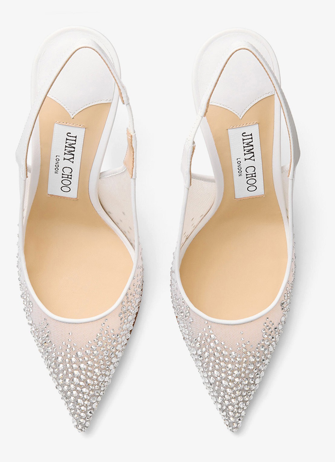 Jimmy Choo Love 85 slingback van lamsleer met strass - detail 2 wit