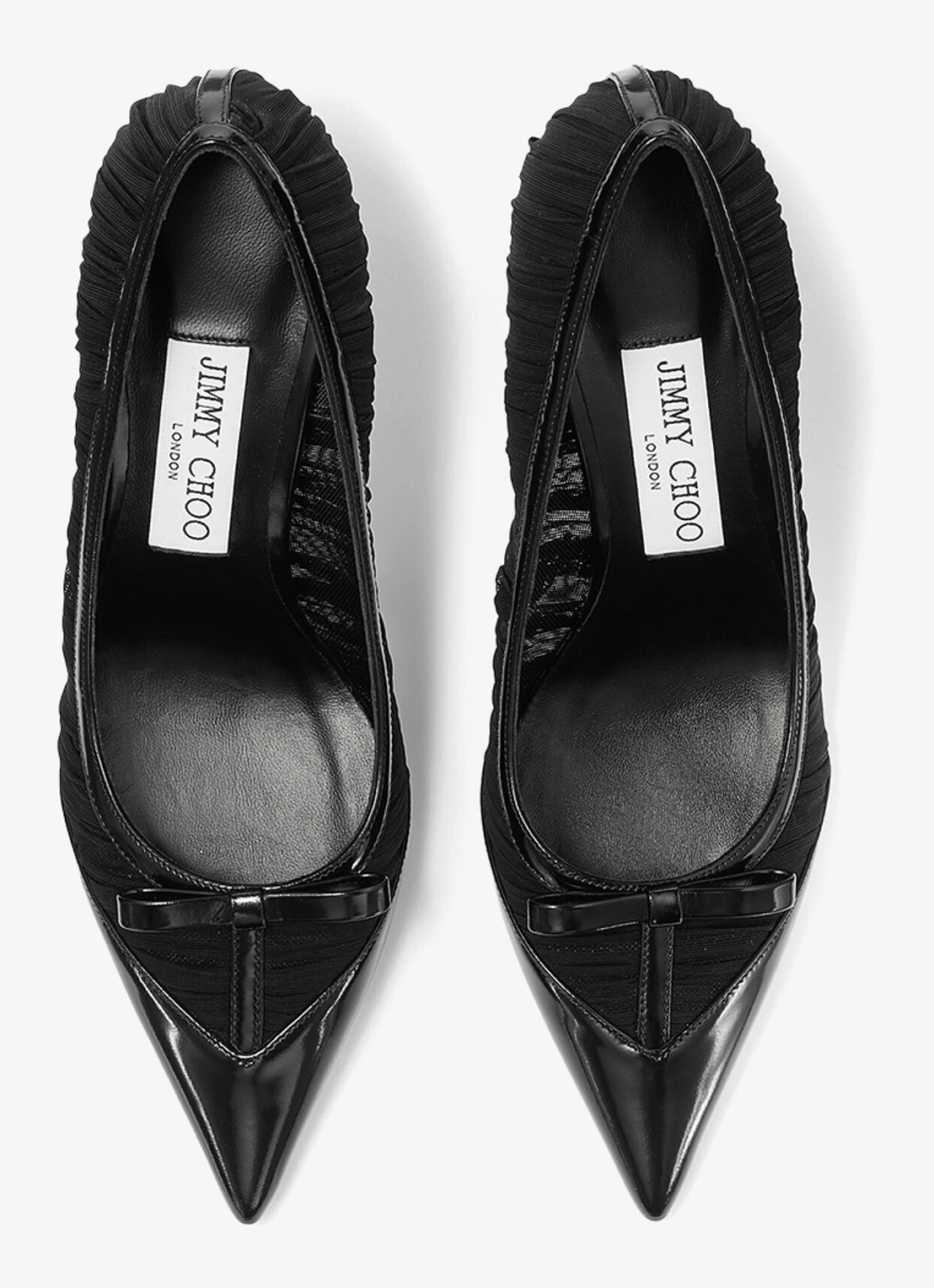 Jimmy Choo Love/Mesh 85 pump van lamsleer met mesh details - detail 2 zwart