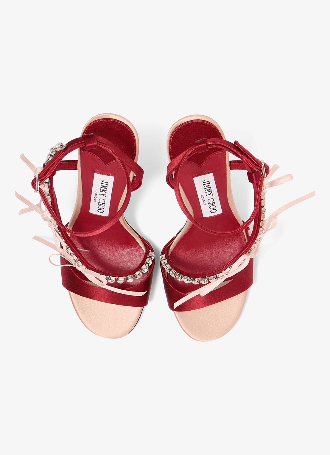 Jimmy Choo Lula 100 sandalette van satijn - detail 4 rood