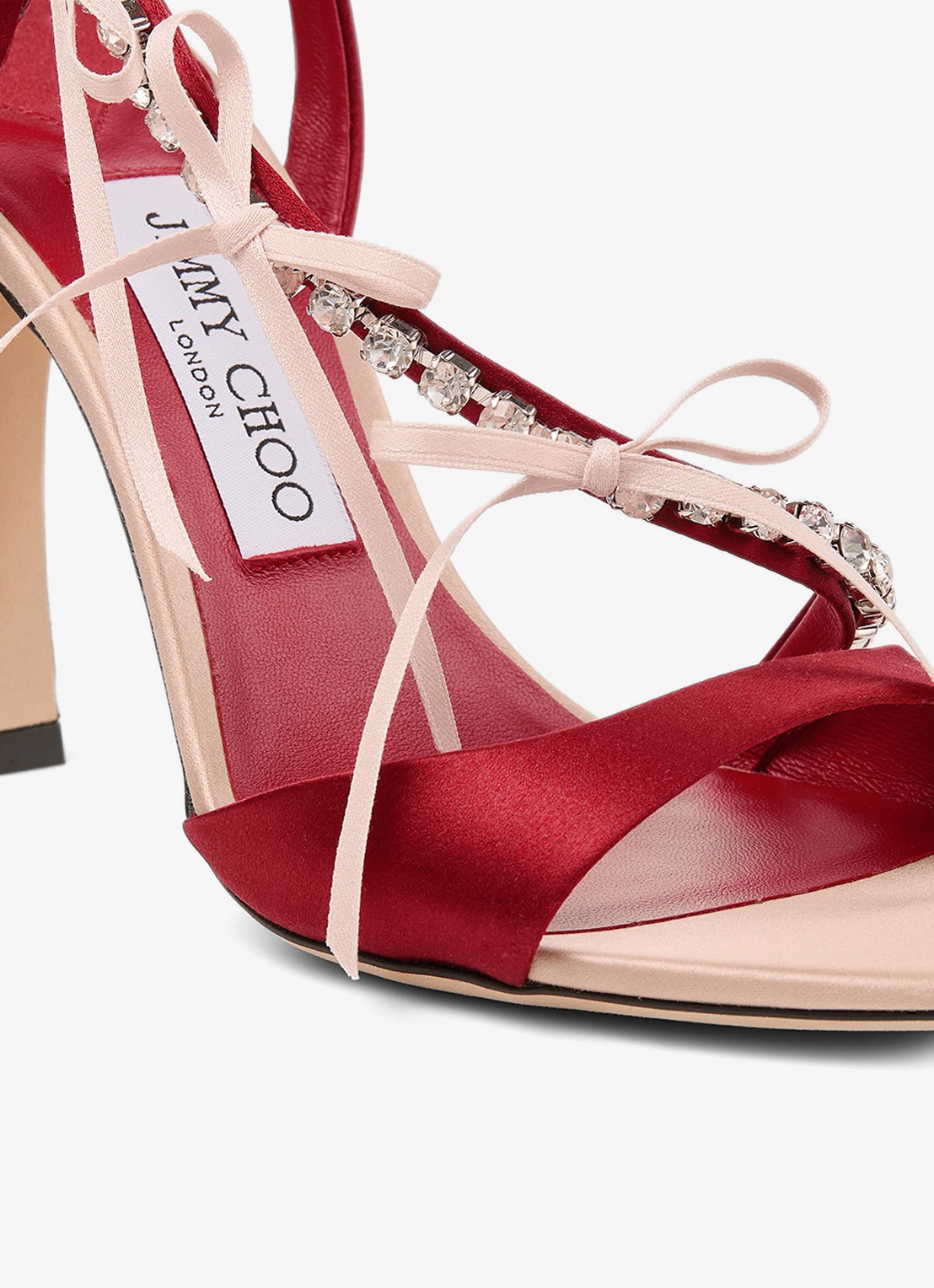 Jimmy Choo Lula 100 sandalette van satijn - detail 5 rood