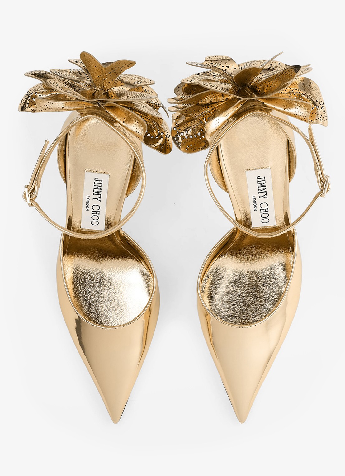 Jimmy Choo Marja 100 sandalette van kalfsleer met metallic finish - detail 4 goud