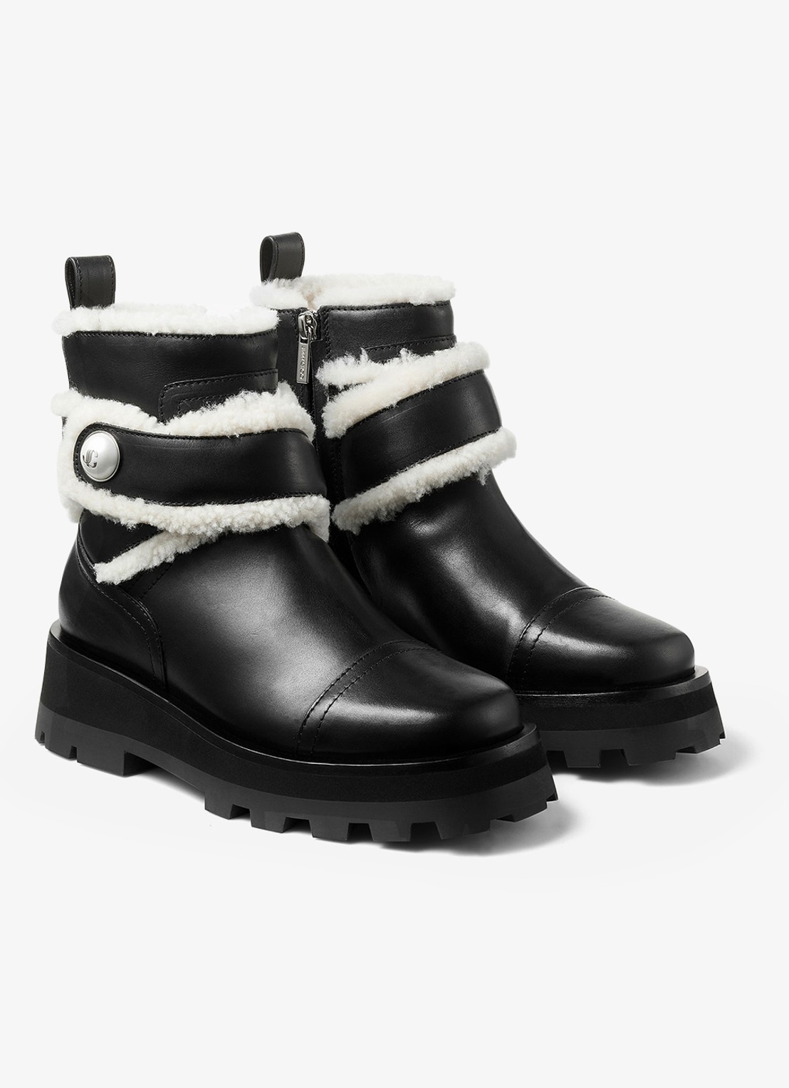 Jimmy Choo Meena enkellaarsje van leer - voorkant 3 zwart