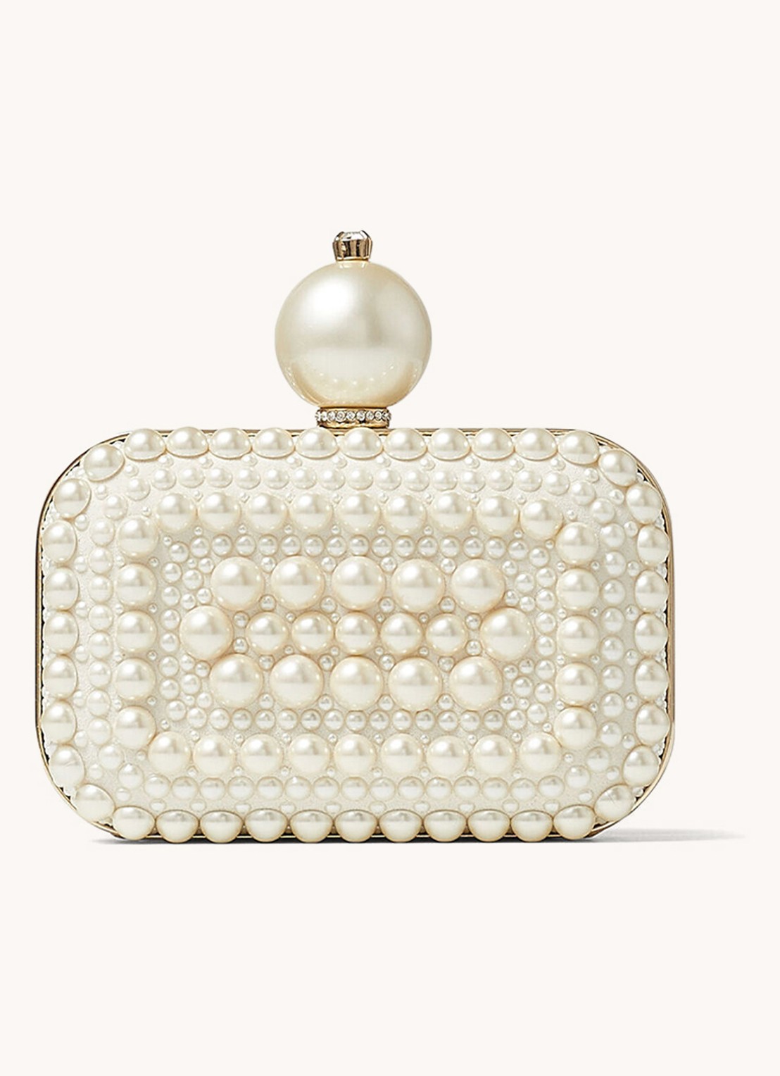 Jimmy Choo Micro Cloud clutch van geitenleer - voorkant gebroken wit