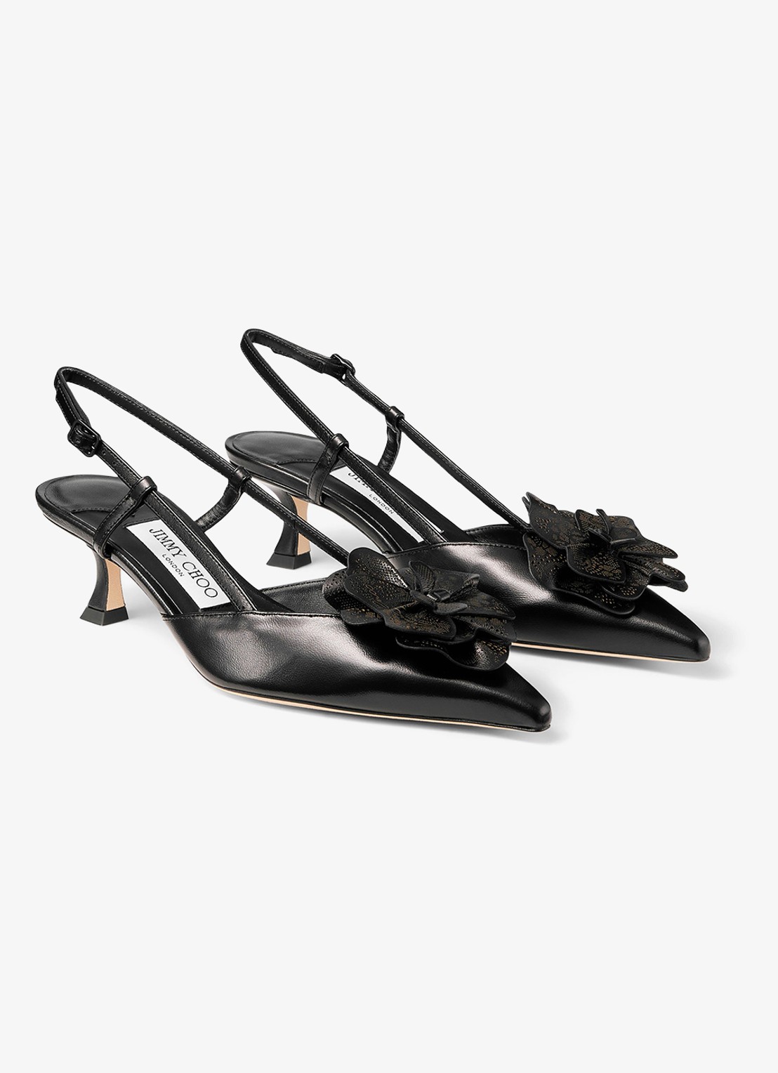 Jimmy Choo Mimmi 50 slingback van lamsleer - voorkant 5 zwart