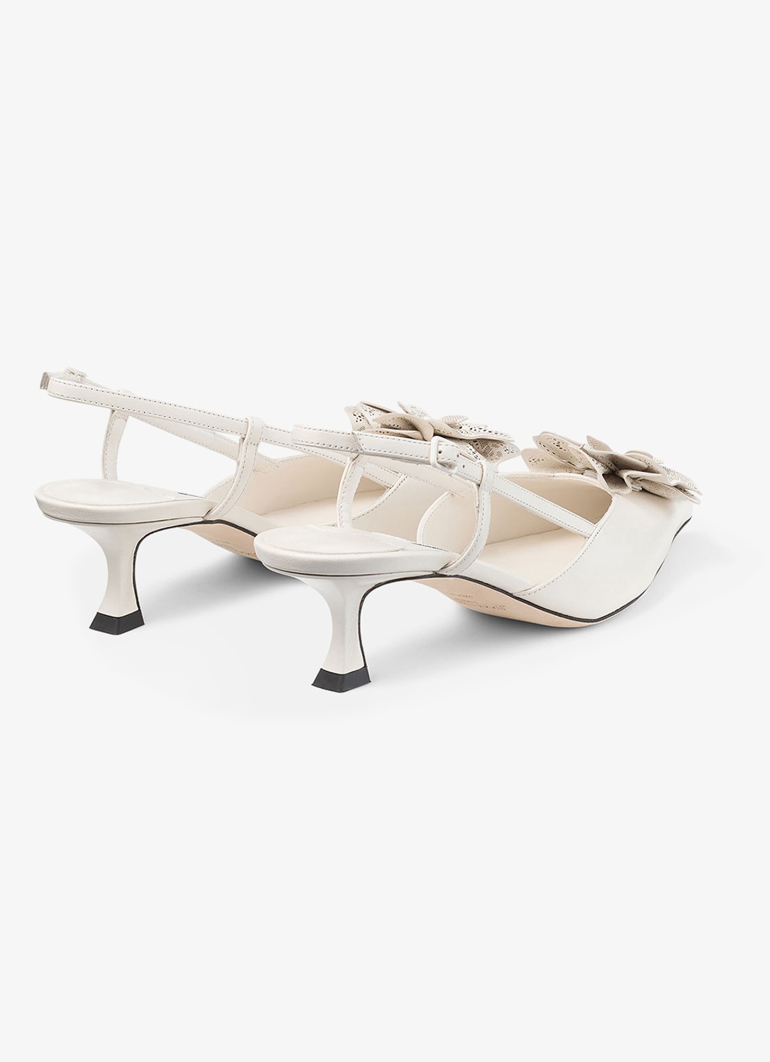 Jimmy Choo Mimmi 50 slingback van lamsleer - achterkant gebroken wit