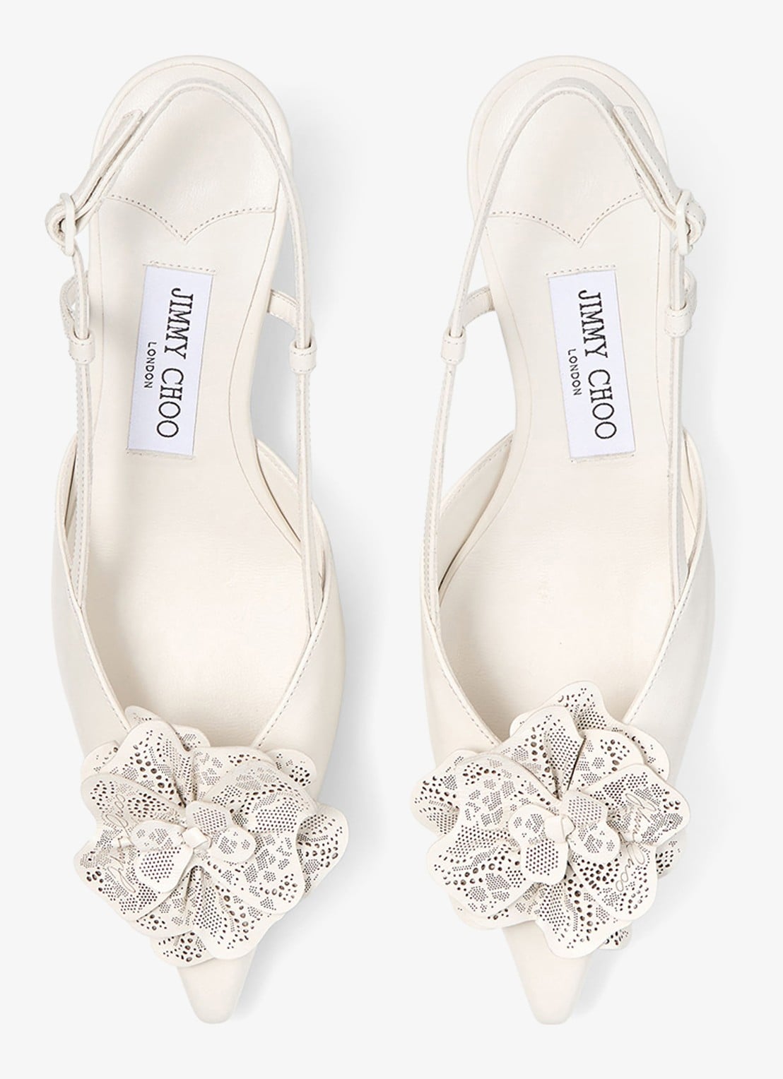 Jimmy Choo Mimmi 50 slingback van lamsleer - detail 2 gebroken wit
