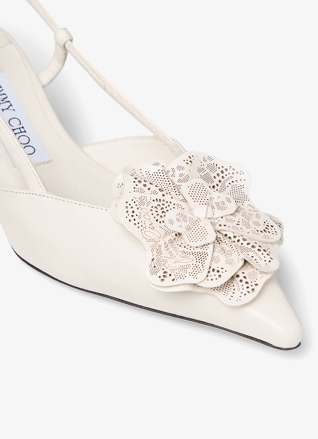 Jimmy Choo Mimmi 50 slingback van lamsleer - detail 3 gebroken wit