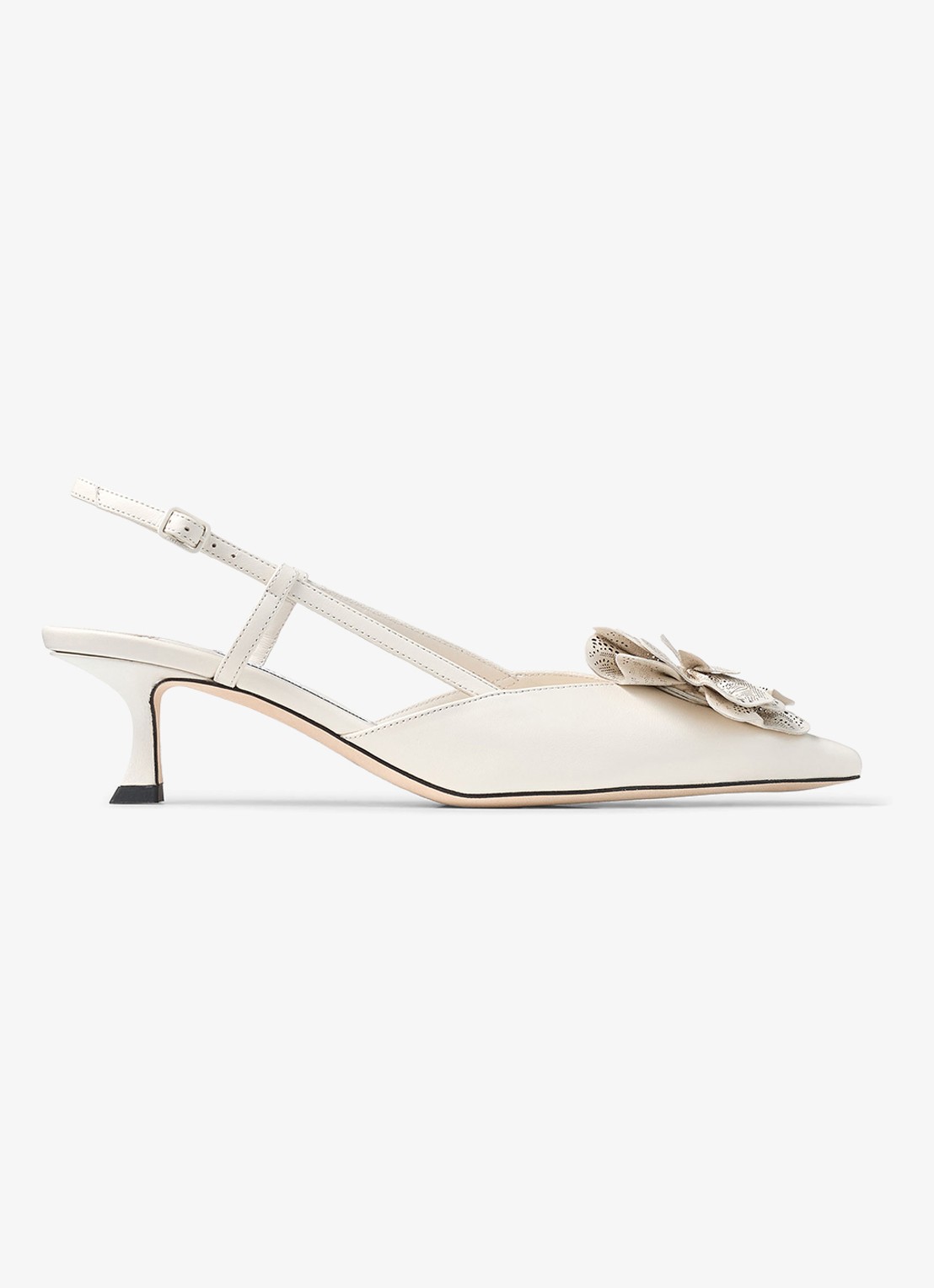Jimmy Choo Mimmi 50 slingback van lamsleer - voorkant 4 gebroken wit