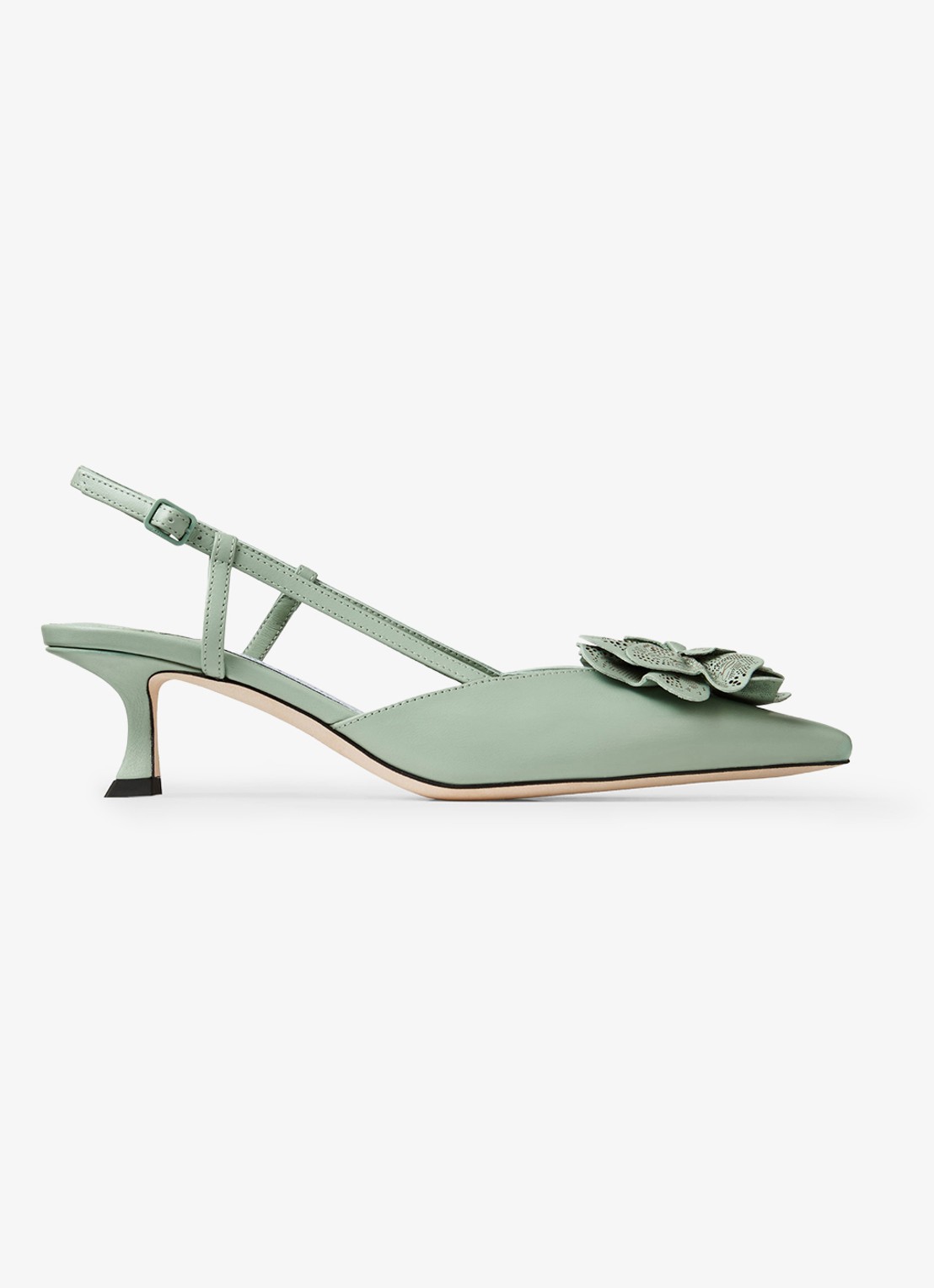 Jimmy Choo Mimmi 50 slingback van lamsleer - voorkant groen