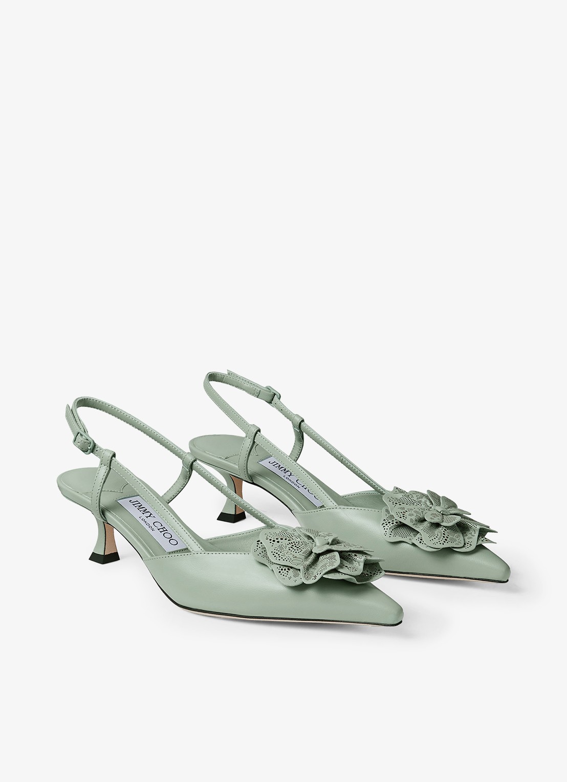 Jimmy Choo Mimmi 50 slingback van lamsleer - voorkant 2 groen