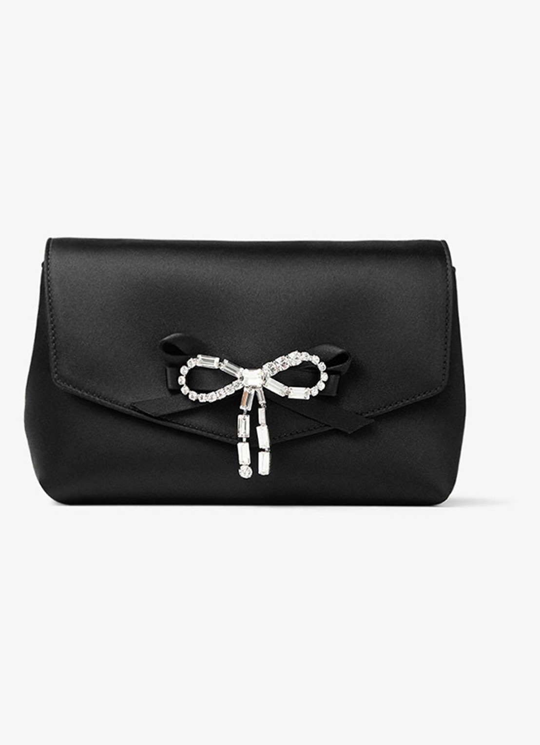 Jimmy Choo Mini Soft Bow crossbodytas van satijn - voorkant 4 zwart