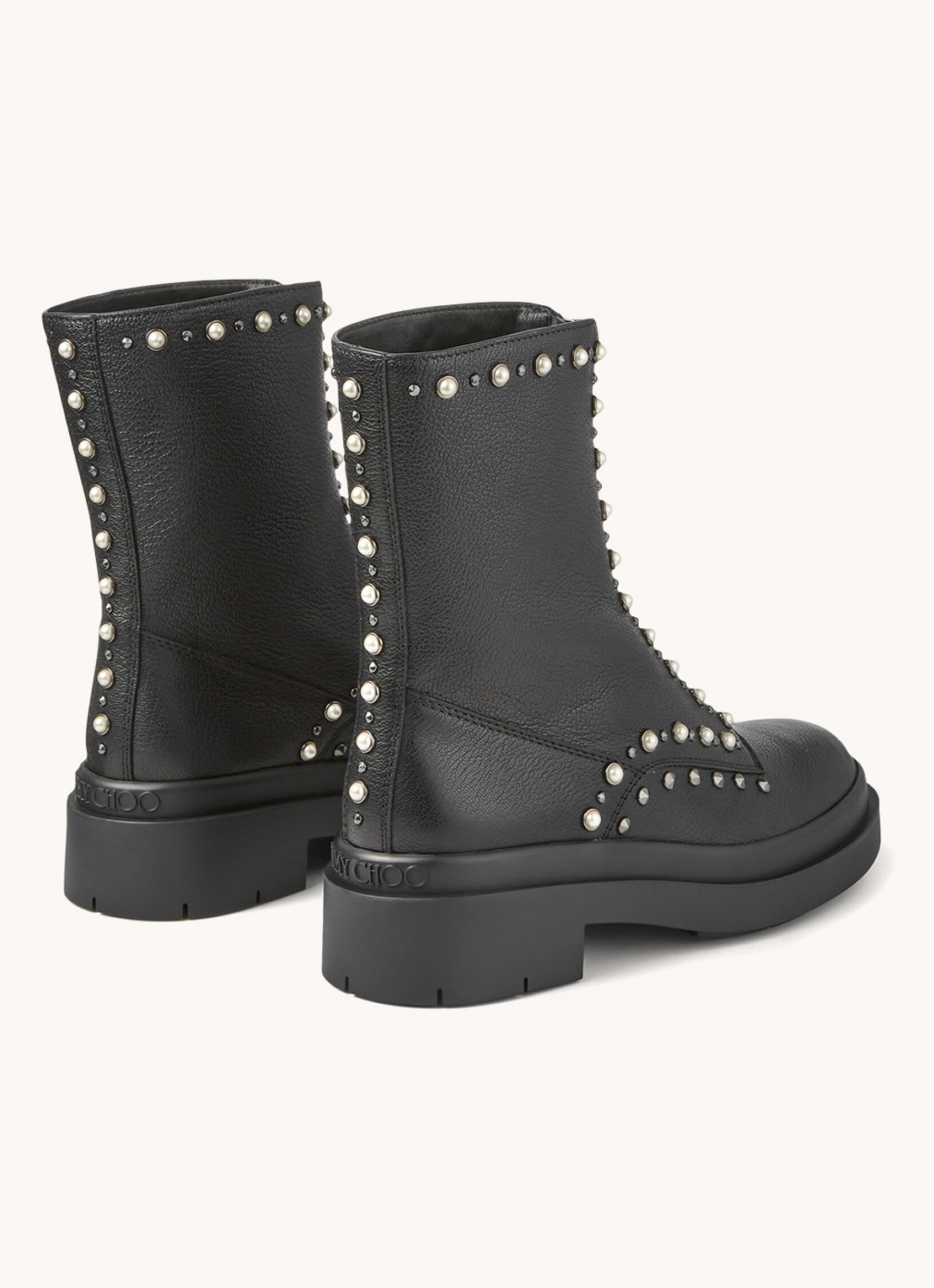 Jimmy Choo Nola Flat laars van leer met studs - detail 5 zwart