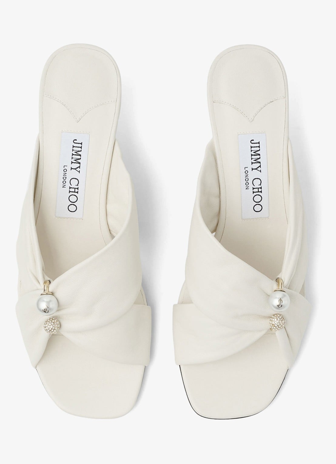 Jimmy Choo Rafi 45 muiltje van lamsleer - detail 2 gebroken wit