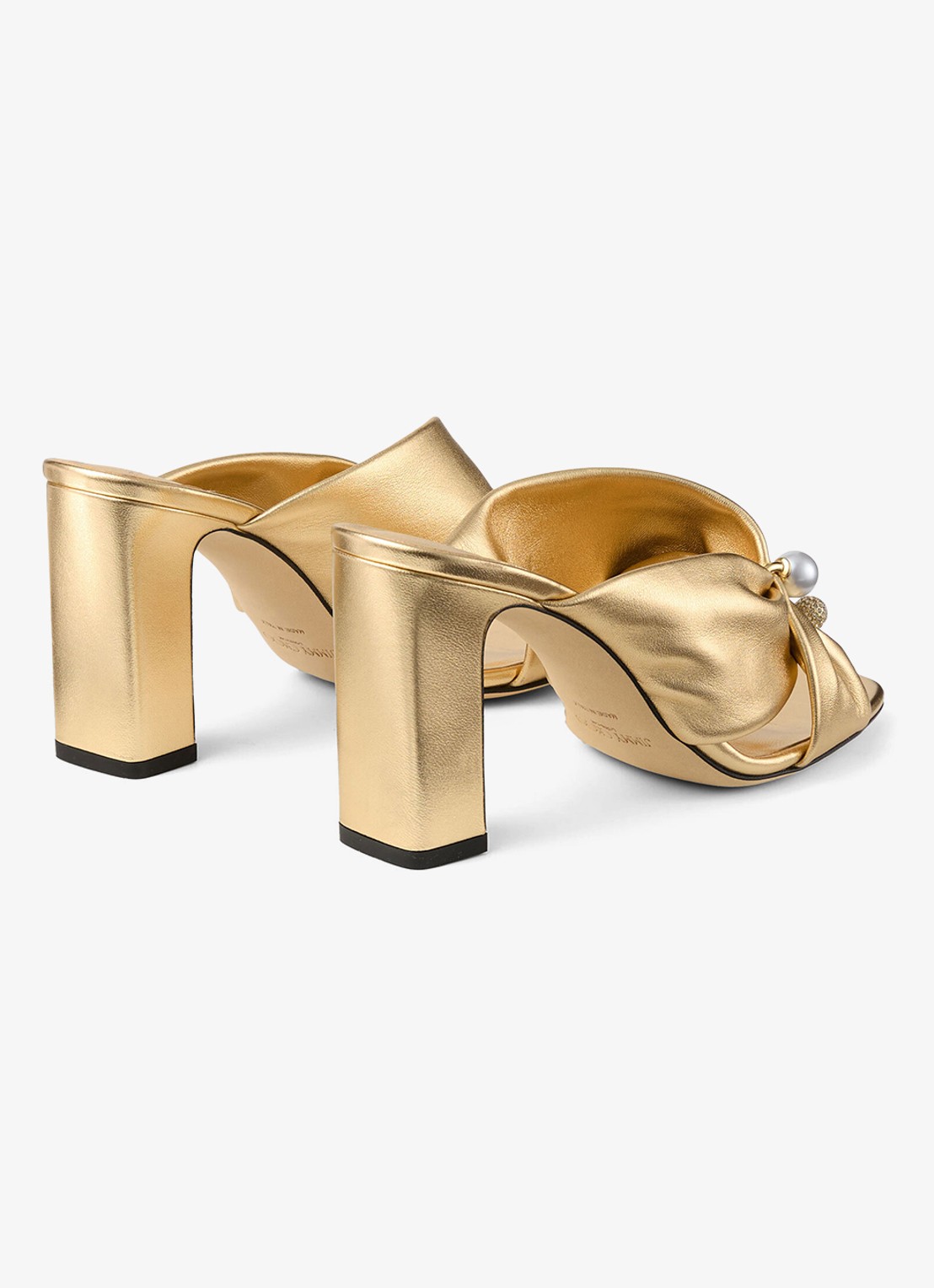 Jimmy Choo Rafi 85 muiltje van lamsleer met metallic finish - achterkant 3 goud