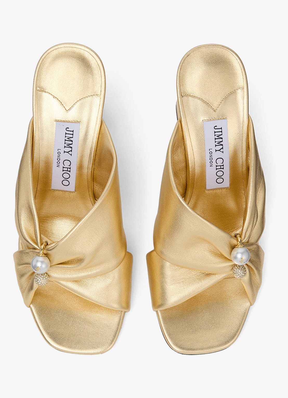 Jimmy Choo Rafi 85 muiltje van lamsleer met metallic finish - detail 5 goud