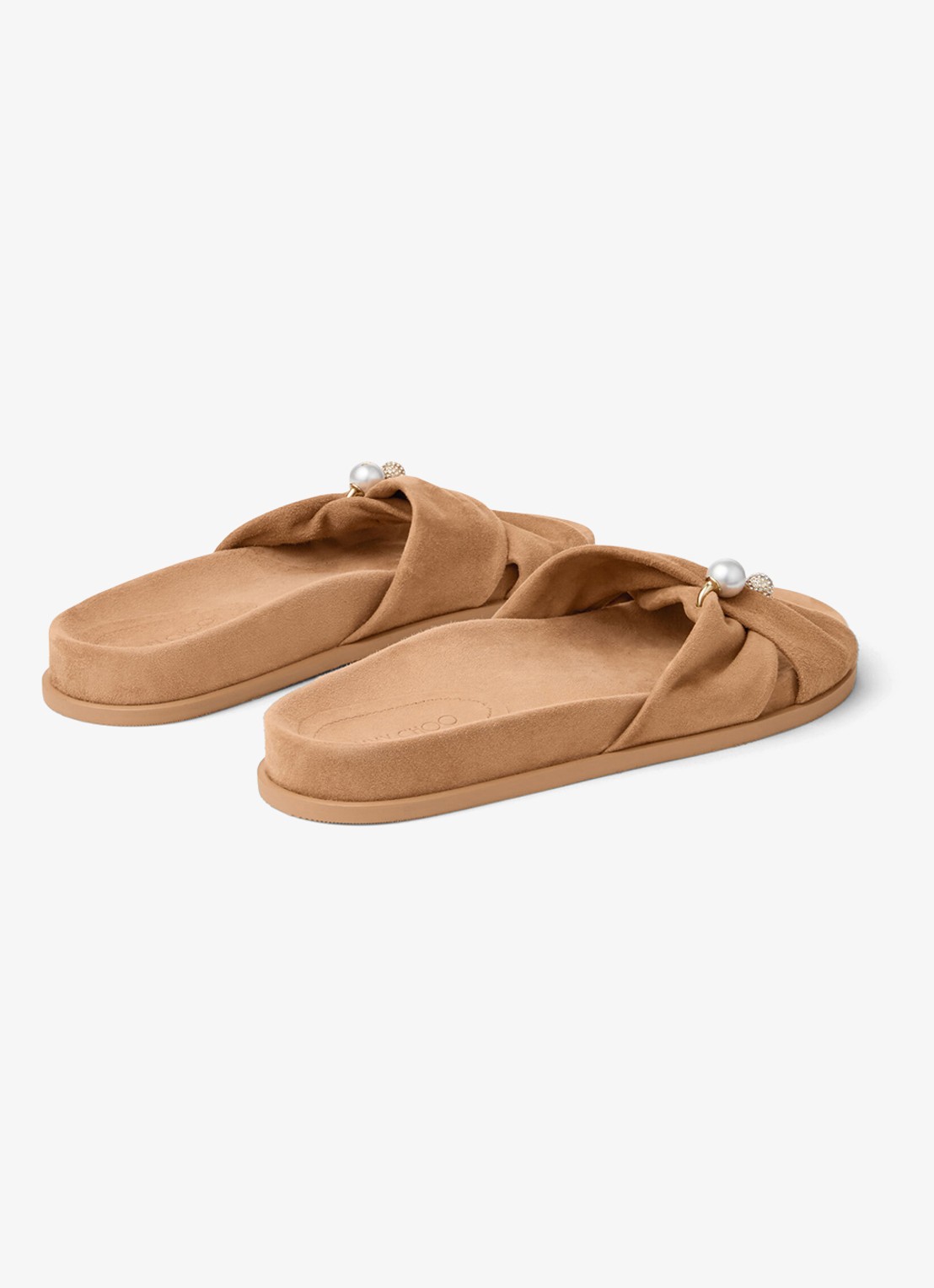 Jimmy Choo Rafi slipper van geitensuède - achterkant lichtbruin