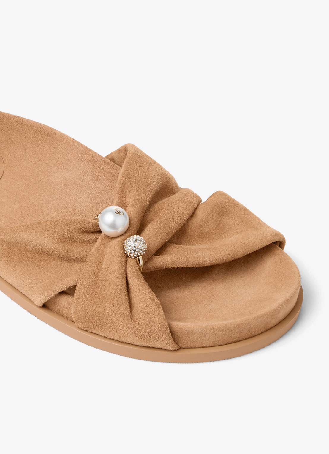 Jimmy Choo Rafi slipper van geitensuède - detail 3 lichtbruin