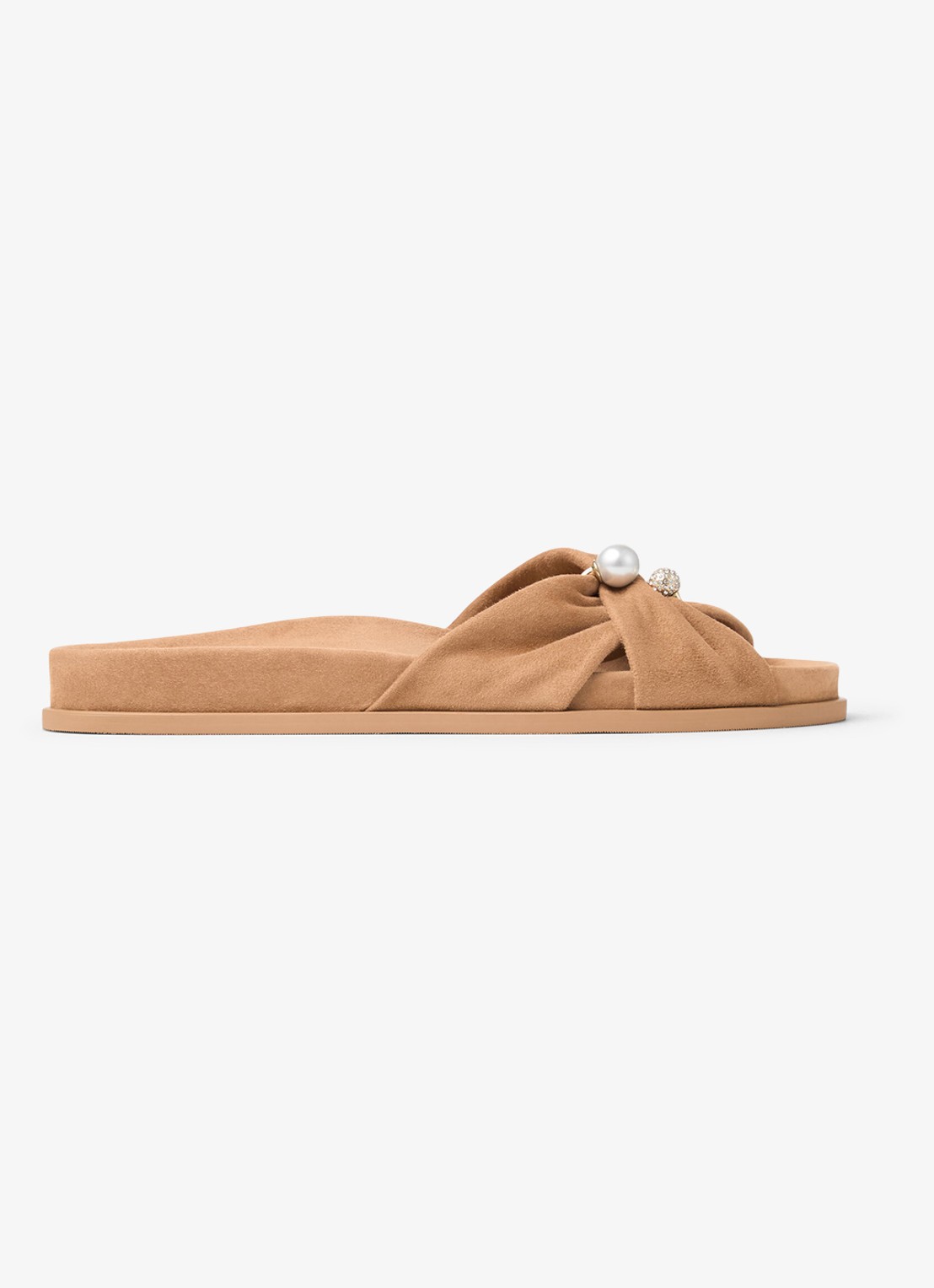 Jimmy Choo Rafi slipper van geitensuède - voorkant 4 lichtbruin
