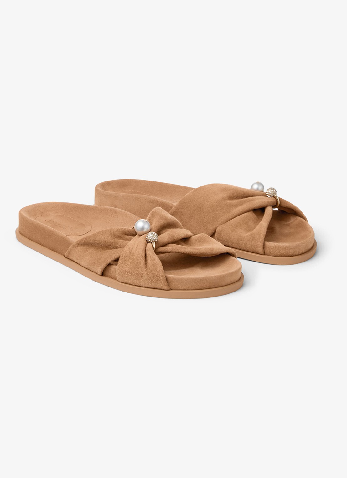 Jimmy Choo Rafi slipper van geitensuède - voorkant 5 lichtbruin