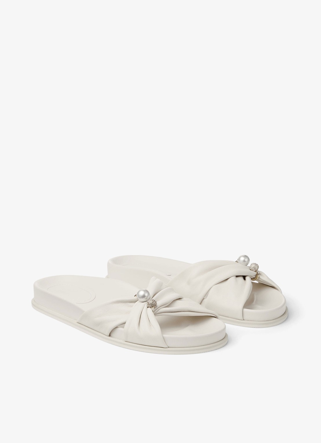 Jimmy Choo Rafi slipper van lamsleer - detail 4 gebroken wit