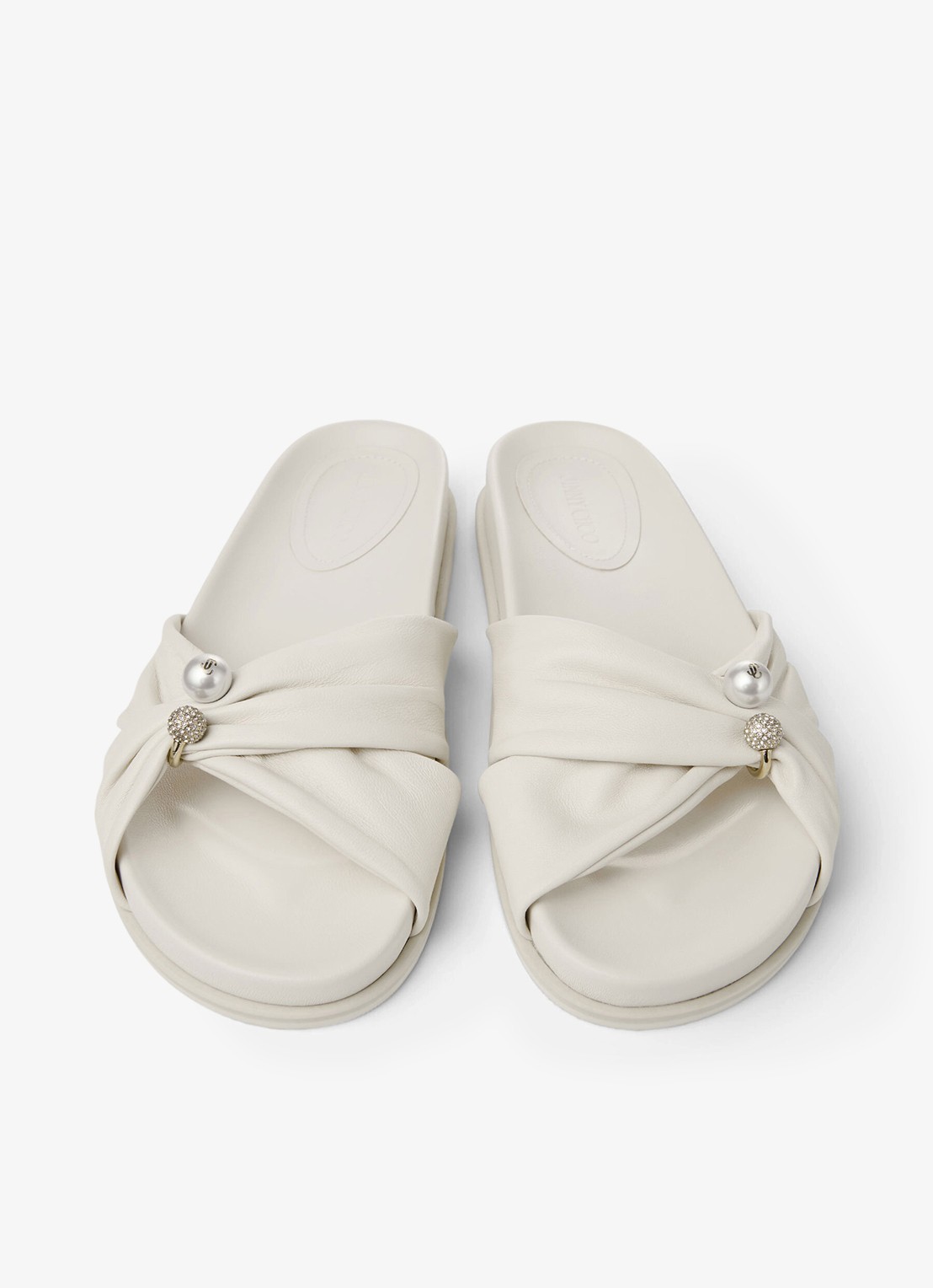 Jimmy Choo Rafi slipper van lamsleer - detail 5 gebroken wit