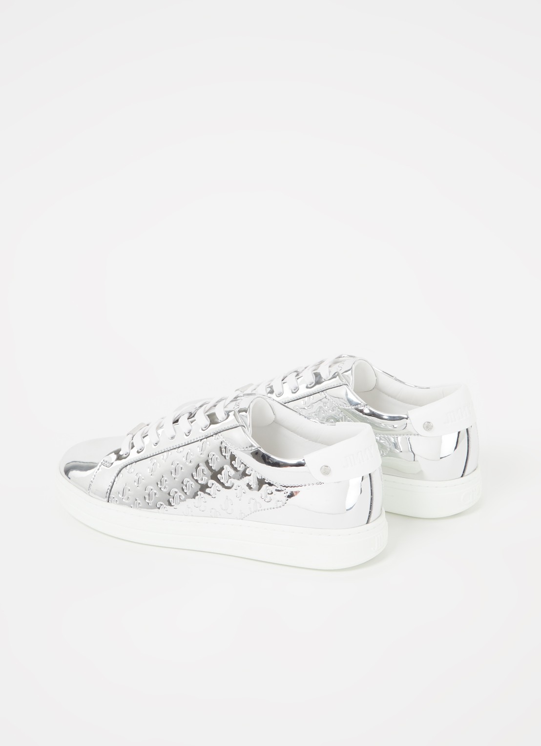Jimmy Choo Rome sneaker van leer met metallic finish - detail 4 zilver