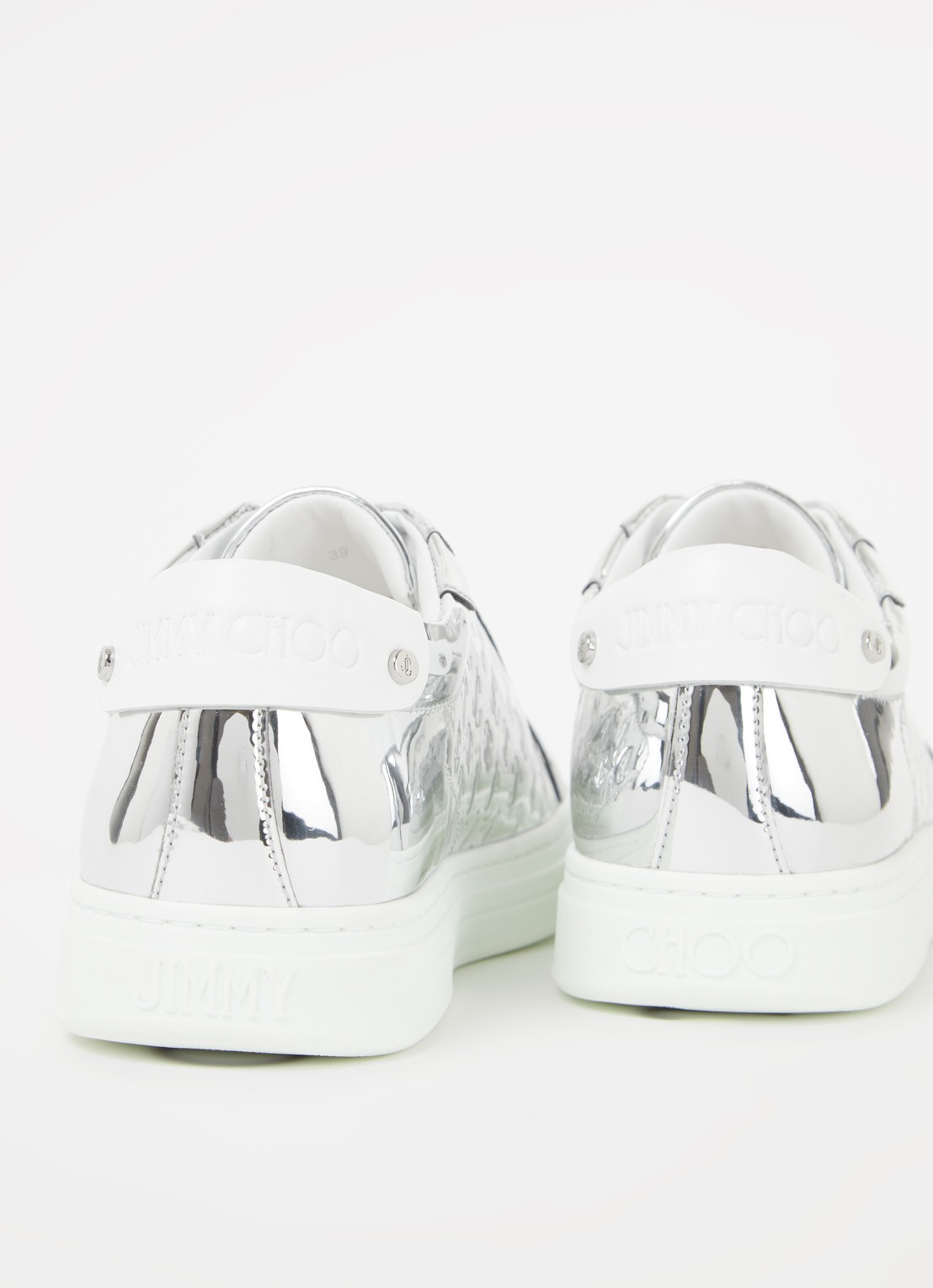 Jimmy Choo Rome sneaker van leer met metallic finish - detail 6 zilver