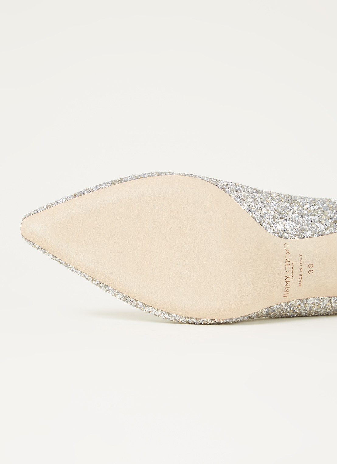 Jimmy Choo Romy 85 pump met glitter - detail 3 zilver