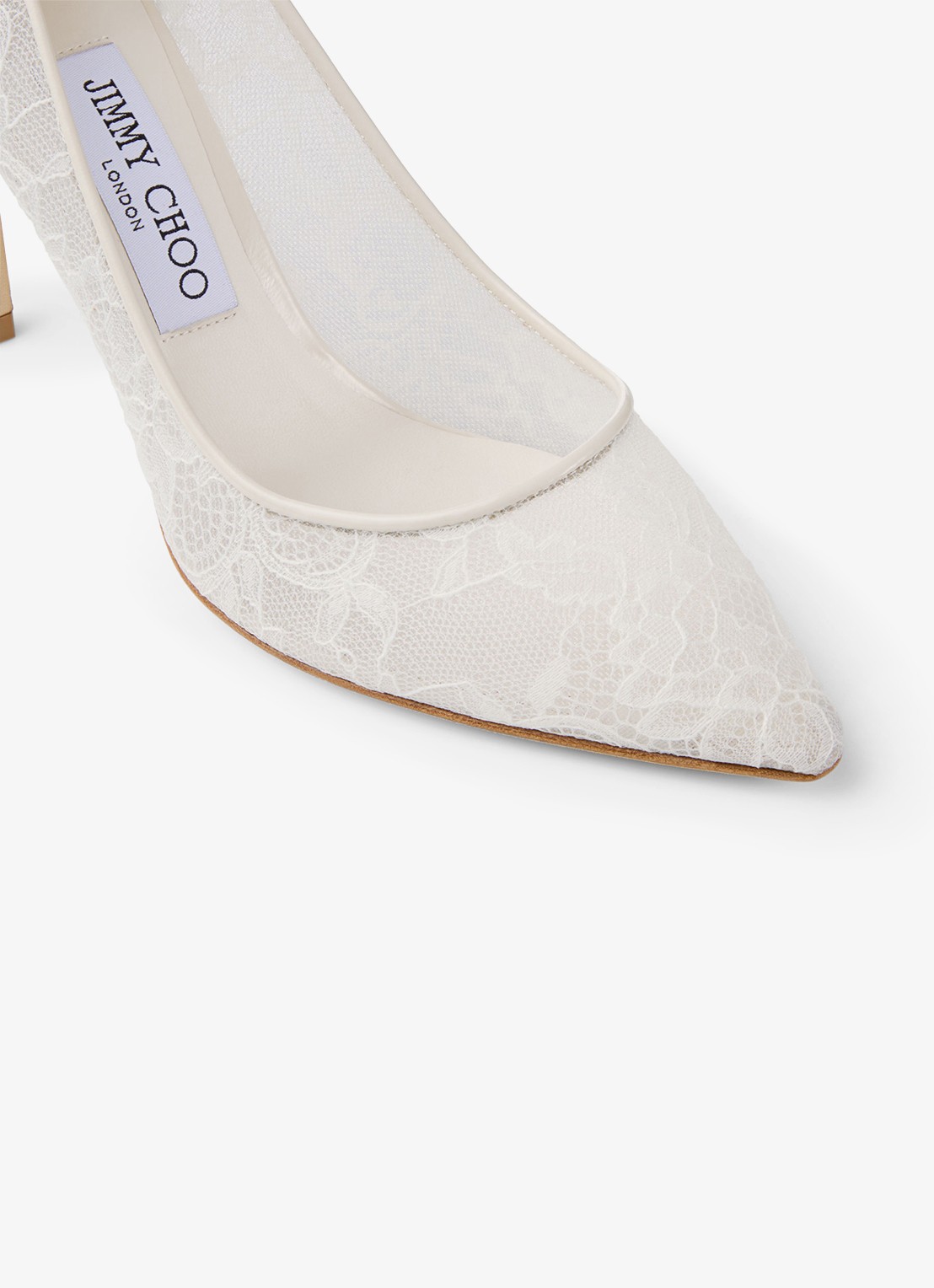 Jimmy Choo Romy 85 pump van kant - detail 4 ivoor