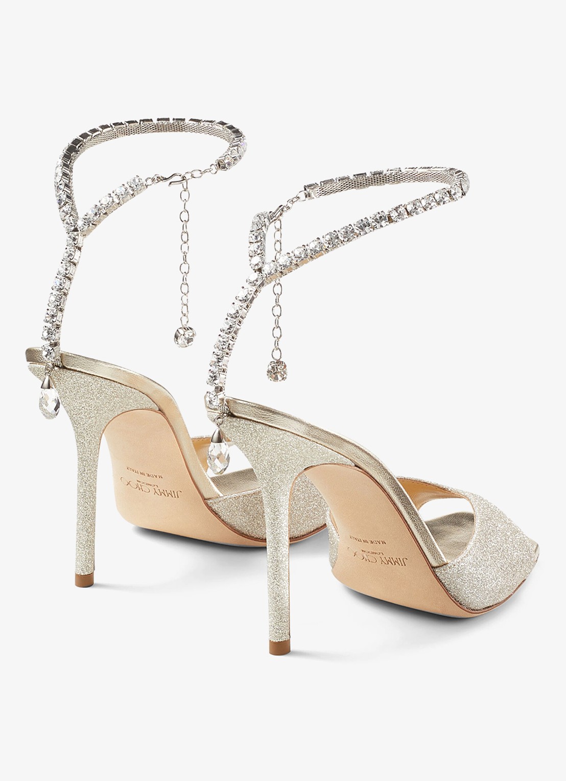 Jimmy Choo  Saeda 100 sandalette met glitter - achterkant 3 zilver
