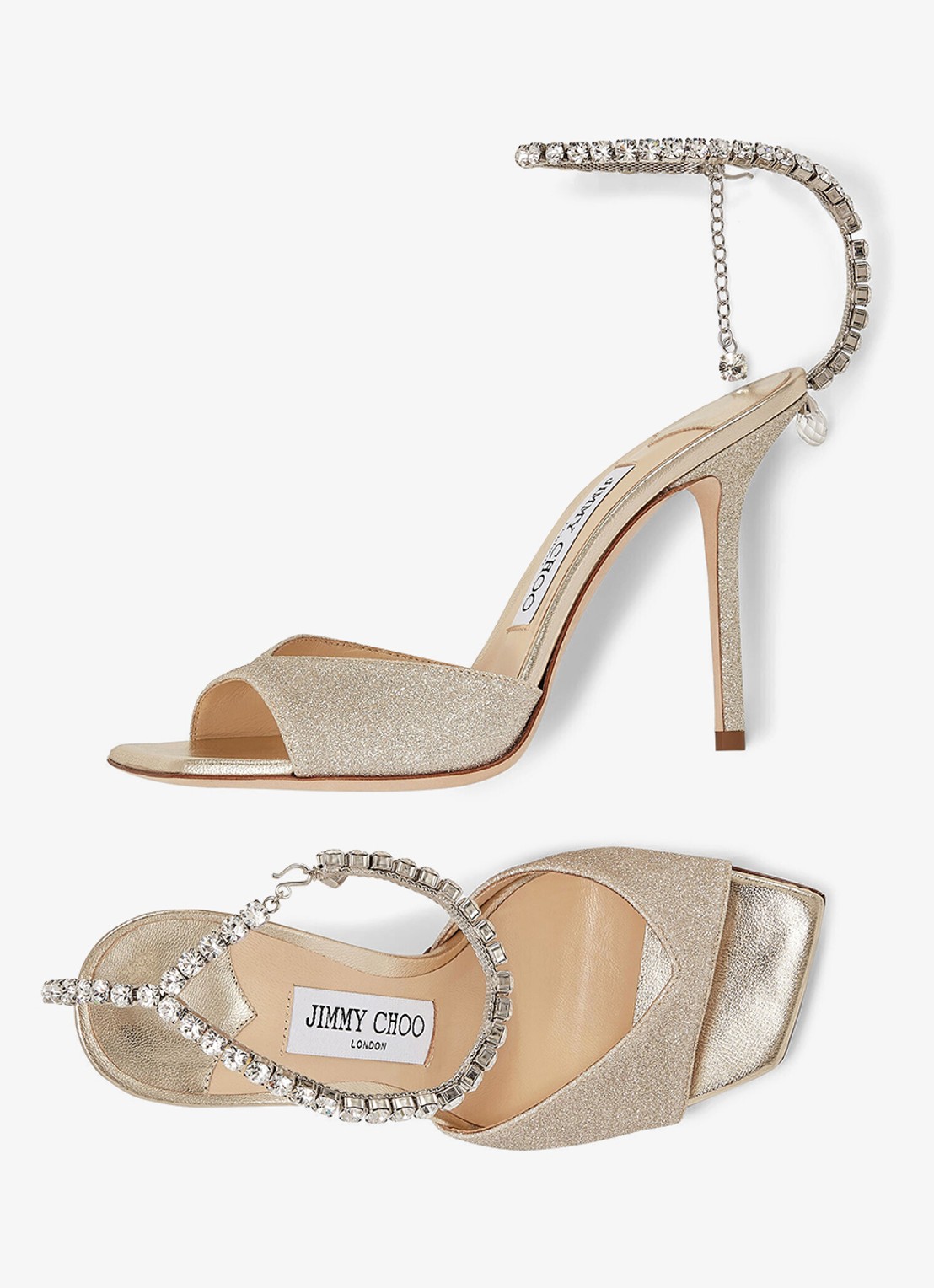 Jimmy Choo  Saeda 100 sandalette met glitter - detail 5 zilver