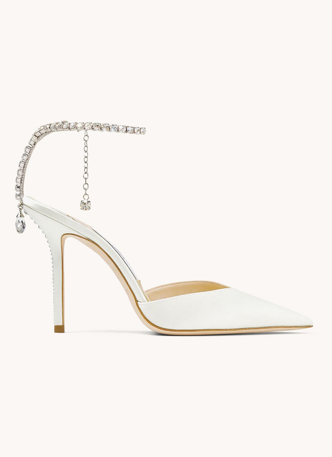 Jimmy Choo Saeda 100 sandalette van satijn - voorkant 3 ivoor