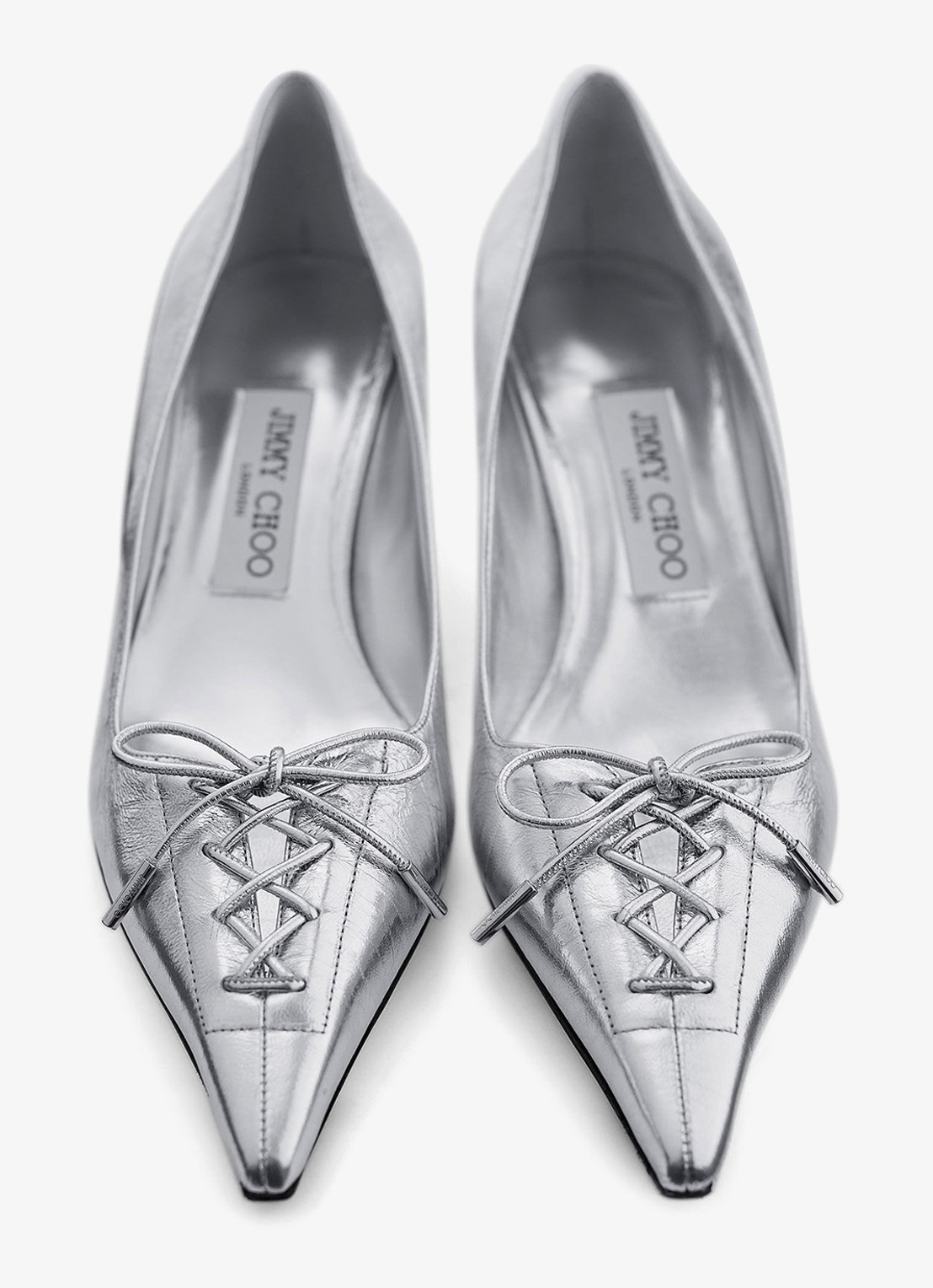 Jimmy Choo Scarlett 50 pump van lamsleer met metallic finish - detail 3 zilver